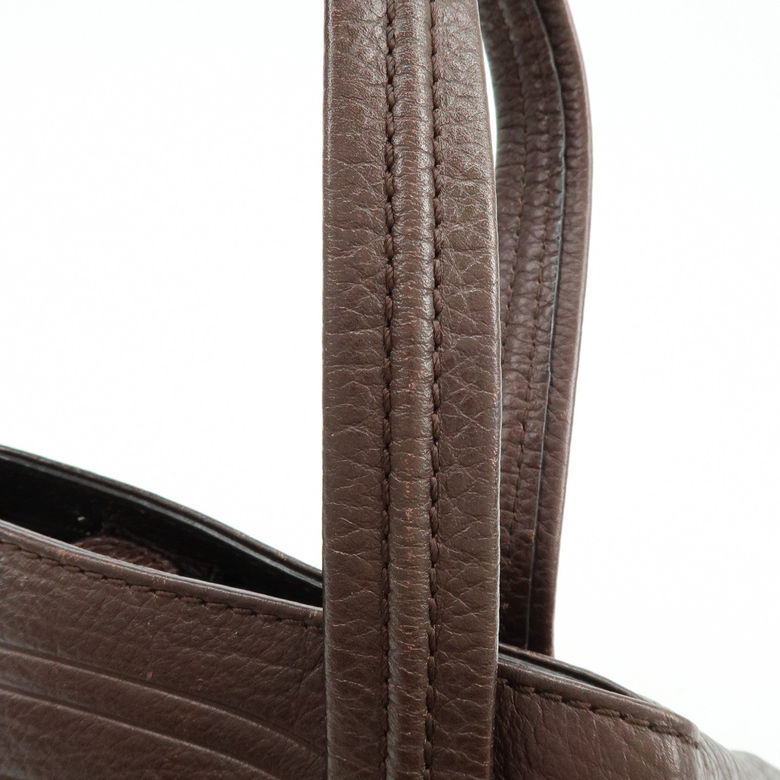 CELINE Macadam Leather Tote Bag Shoulder Bag Dark Brown