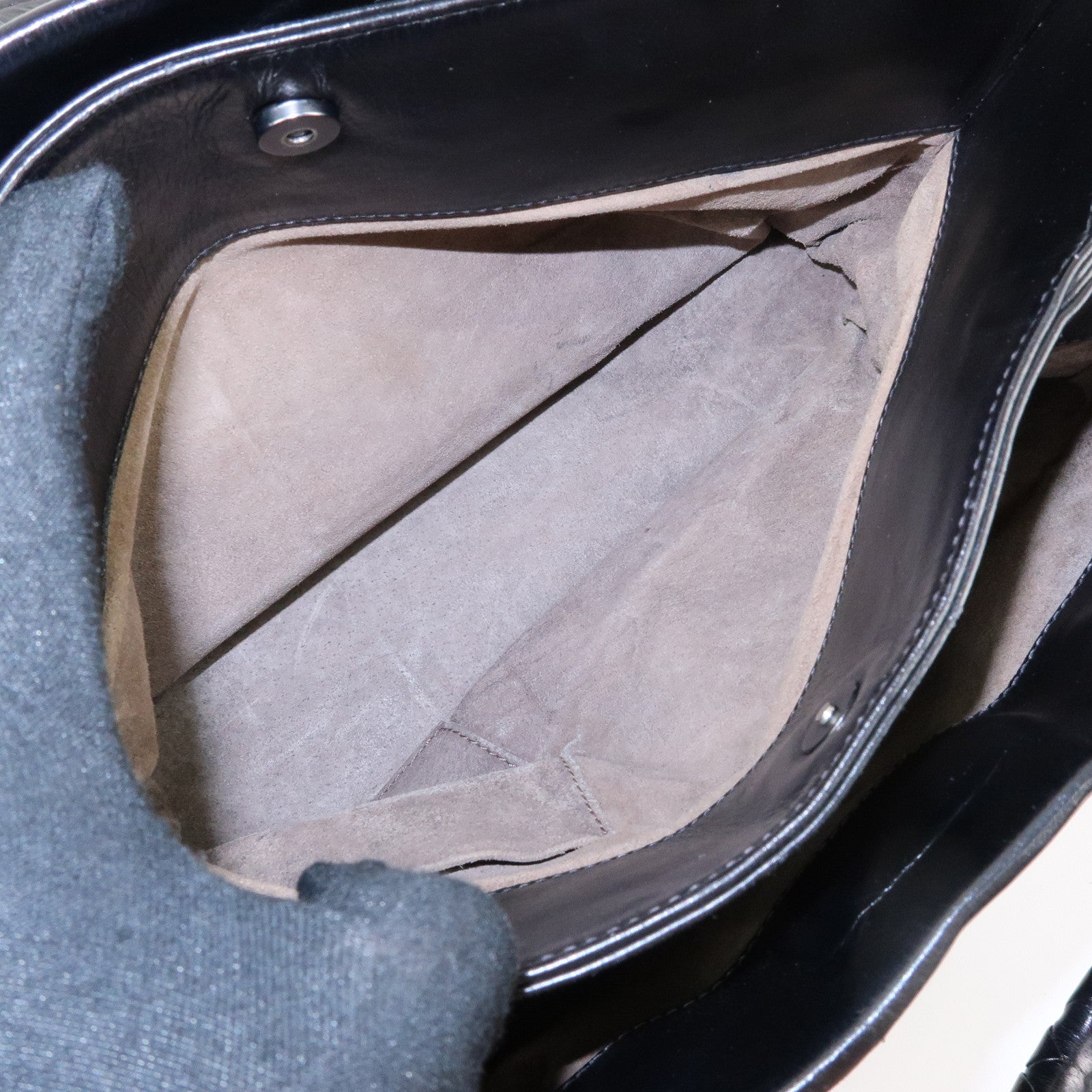 BOTTEGA VENETA Intrecciato Leather Hand Bag Roma Bag Black