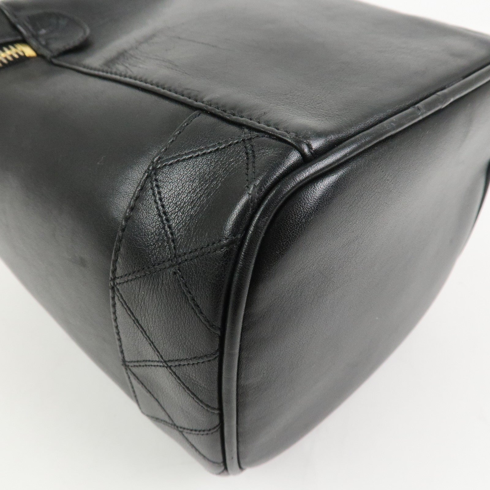 CHANEL Bicolore Lambskin Vanity Bag Hand Bag Black A01619