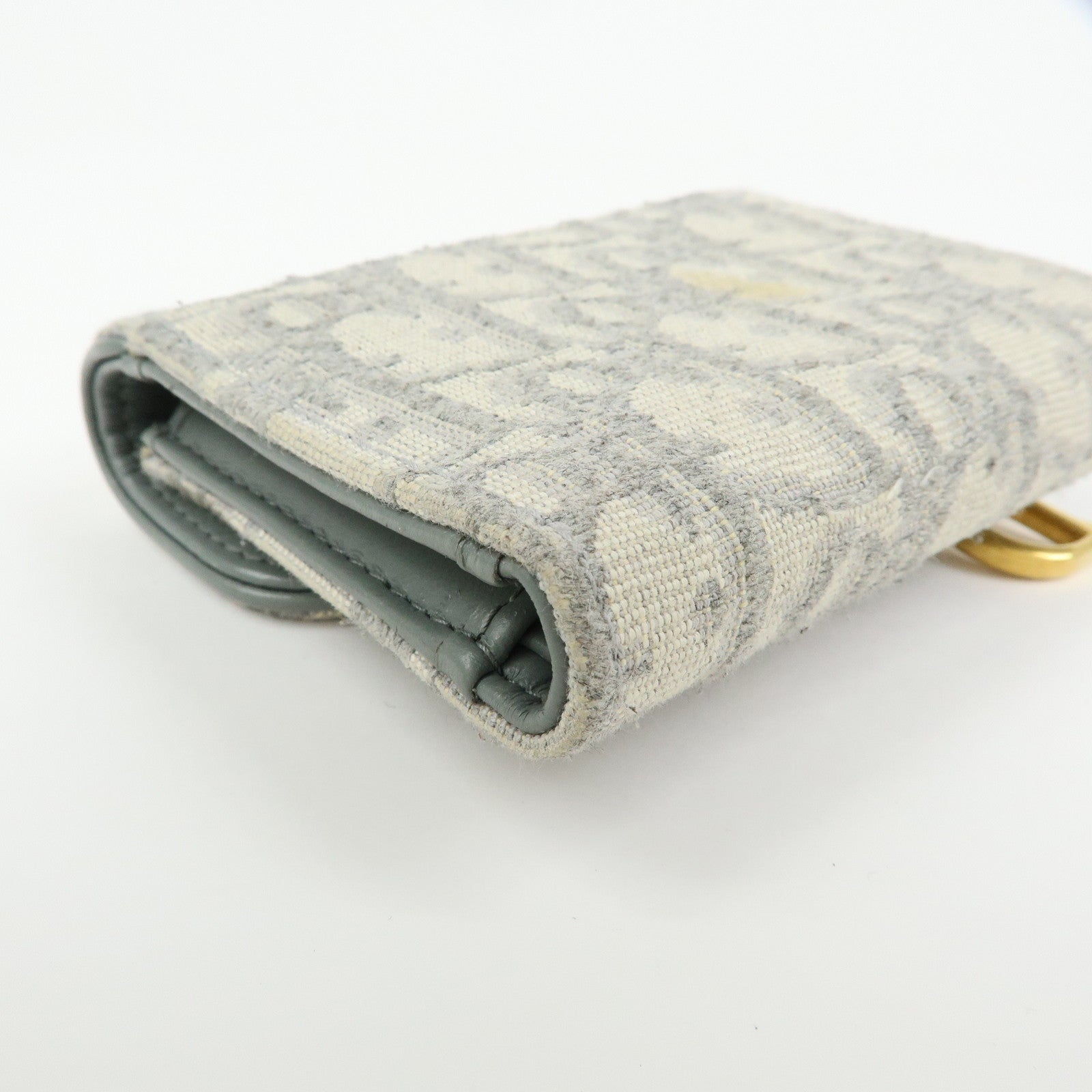 Christian Dior Trotter Jacquard Canvas Bi-fold Compact Wallet Gray