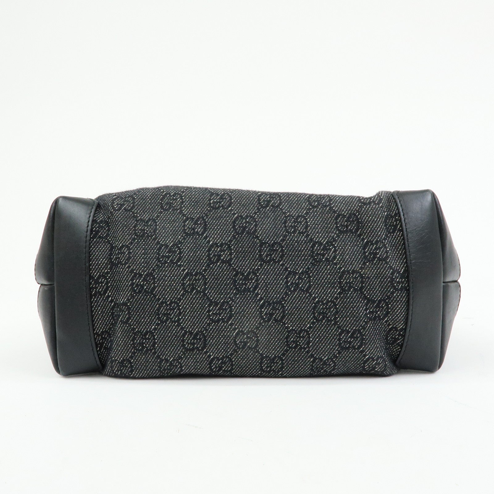 GUCCI GG Denim Leather Tote Bag Shoulder Bag Black 28893