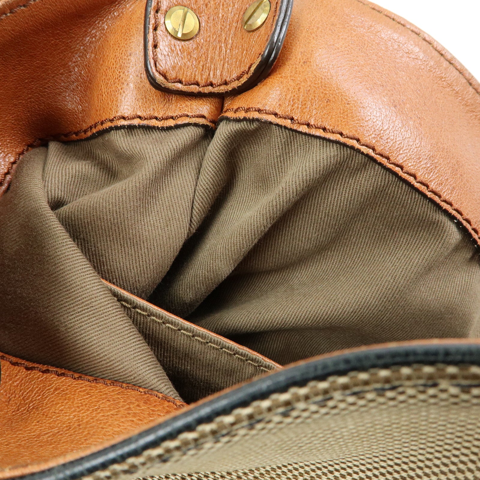 Chloe Harley Canvas Leather Shoulder Bag Crossbody Bag Beige Brown