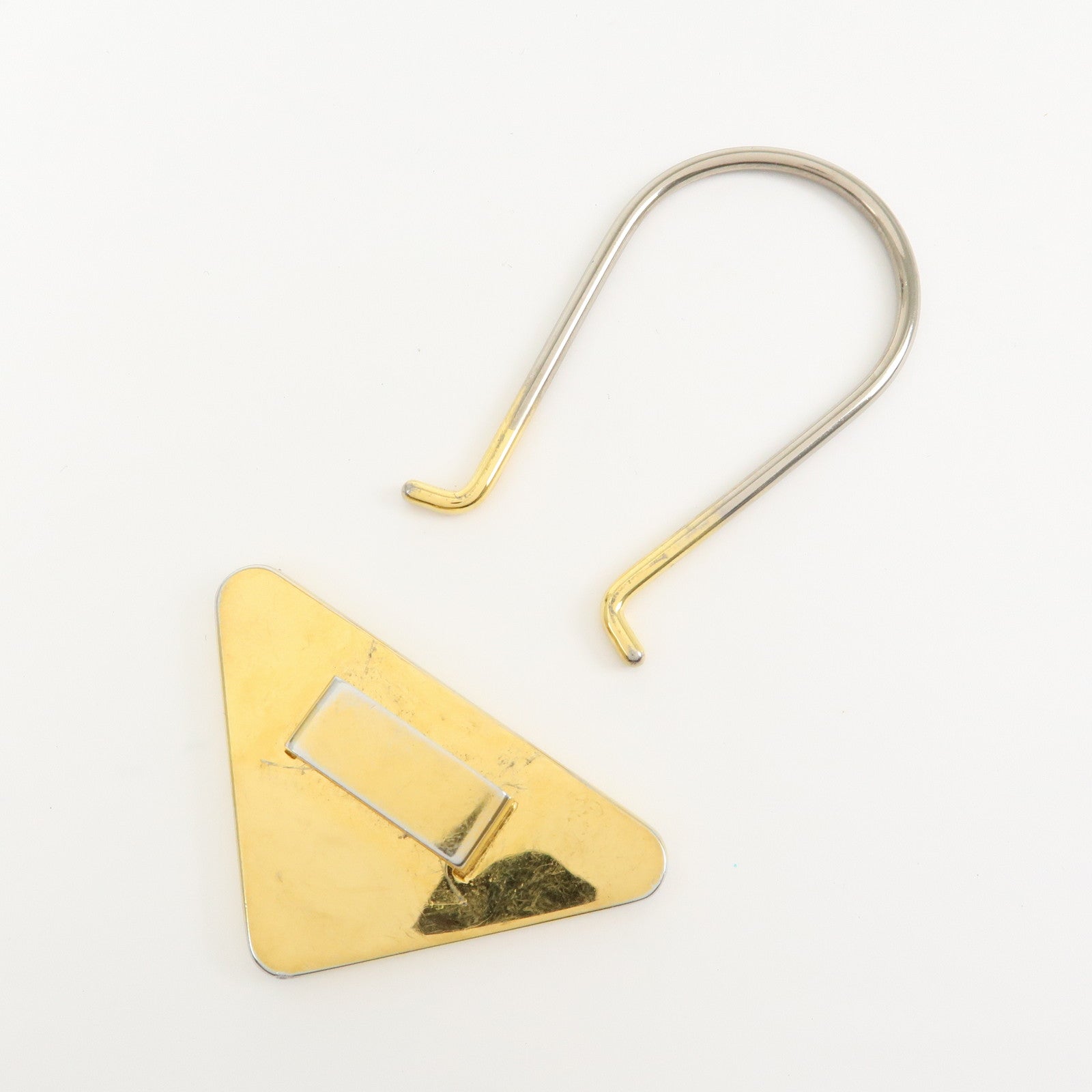 PRADA Triangle Logo Metal Bag Charm Key Charm Black Gold