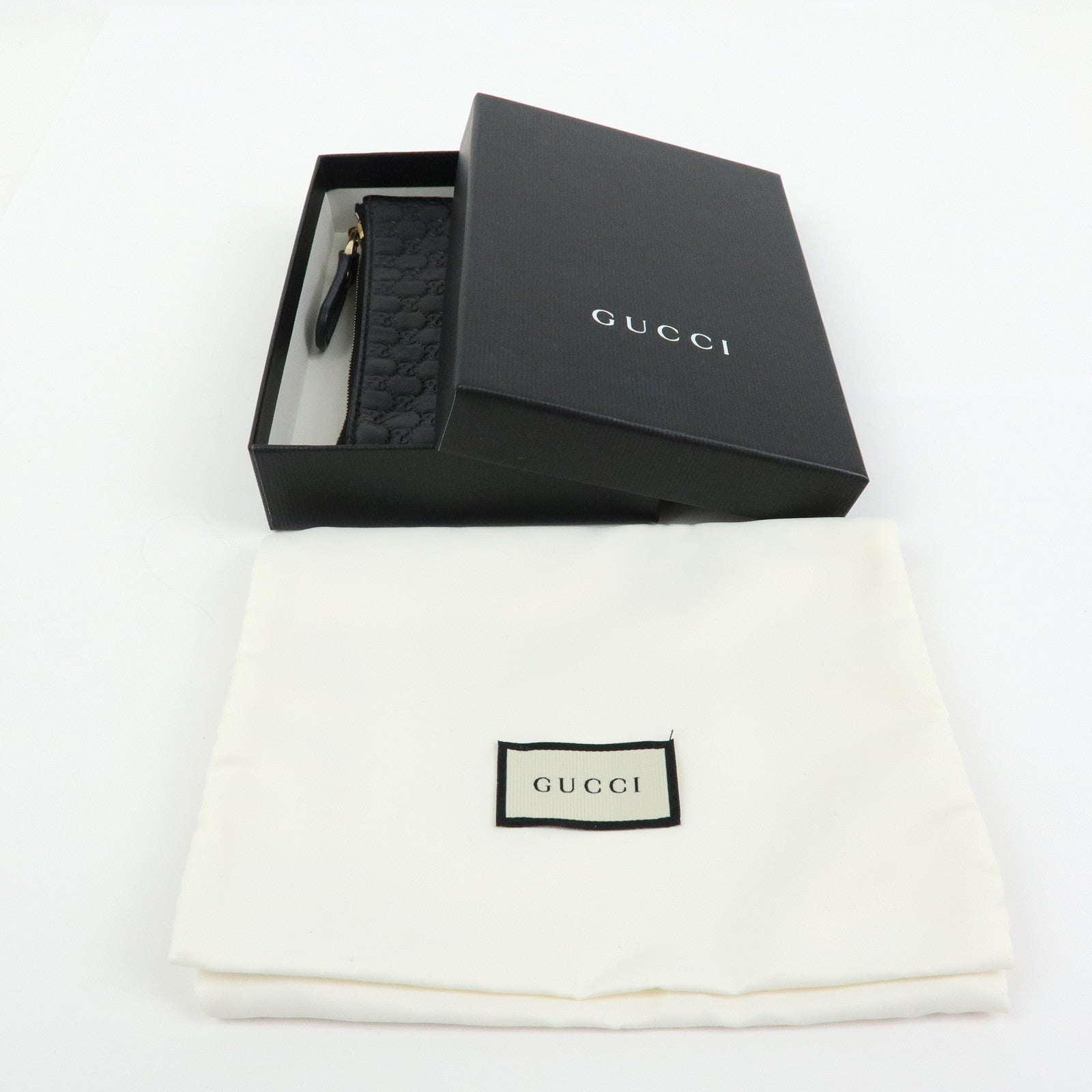 GUCCI Micro Guccissima Leather Coin Case Key Case Black 544248