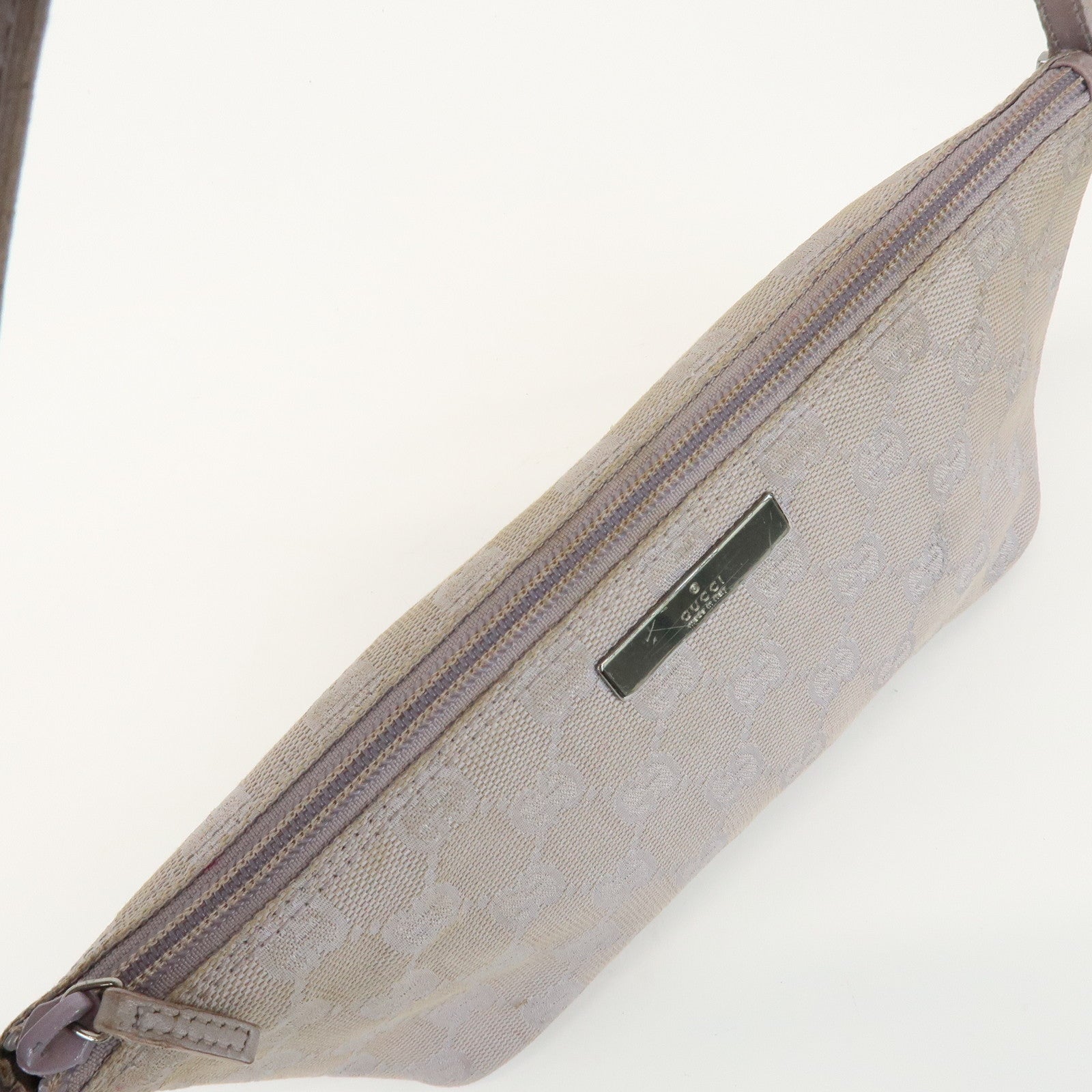 GUCCI Boat Bag GG Canvas Leather Hand Bag Pouch Light Purple 07198