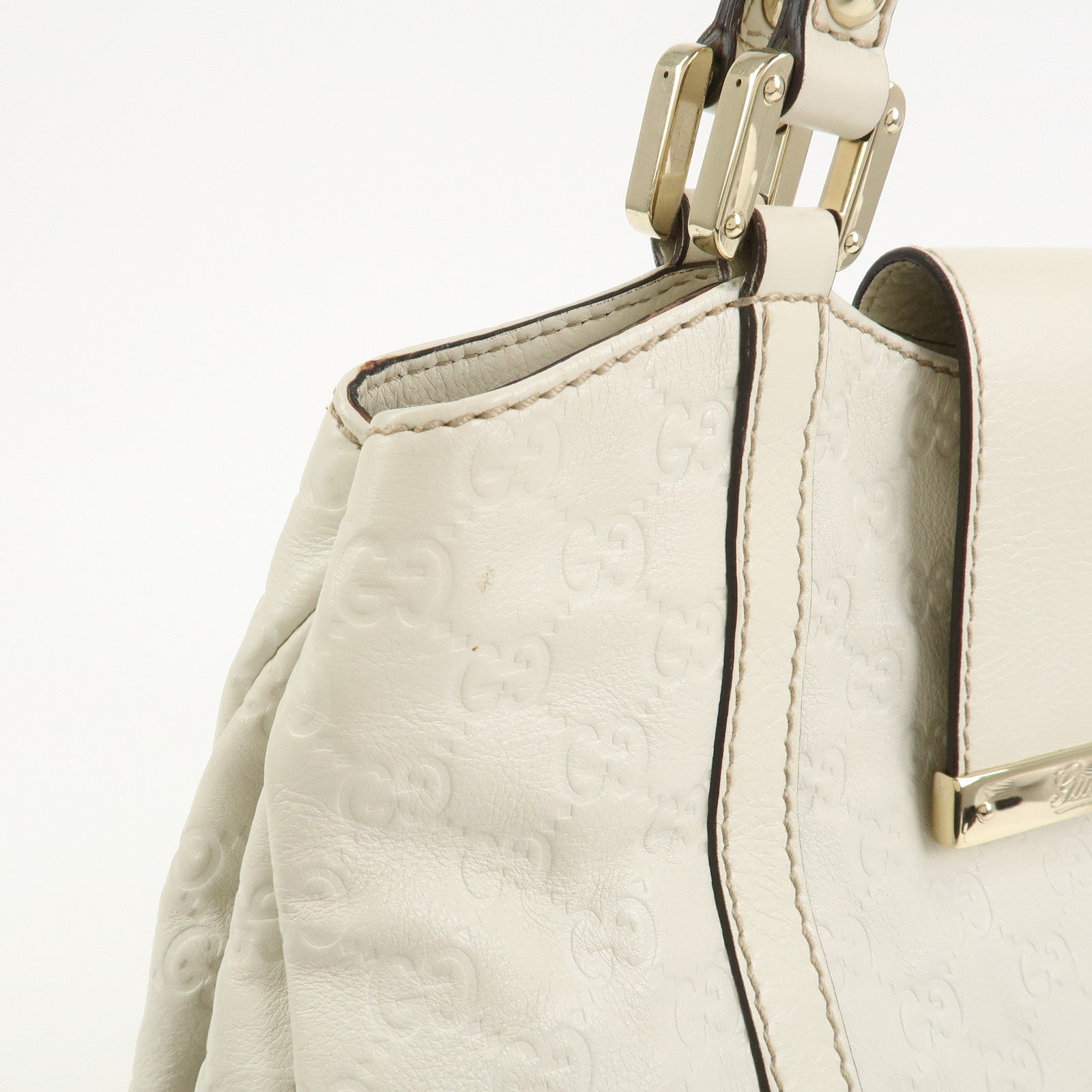 GUCCI Guccissima Leather Tote Bag Shoulder Bag White 211935