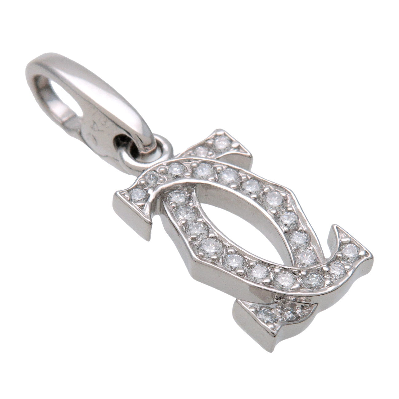 Cartier 2C Diamond Charm Pendant Top Necklace Top K18WG White Gold