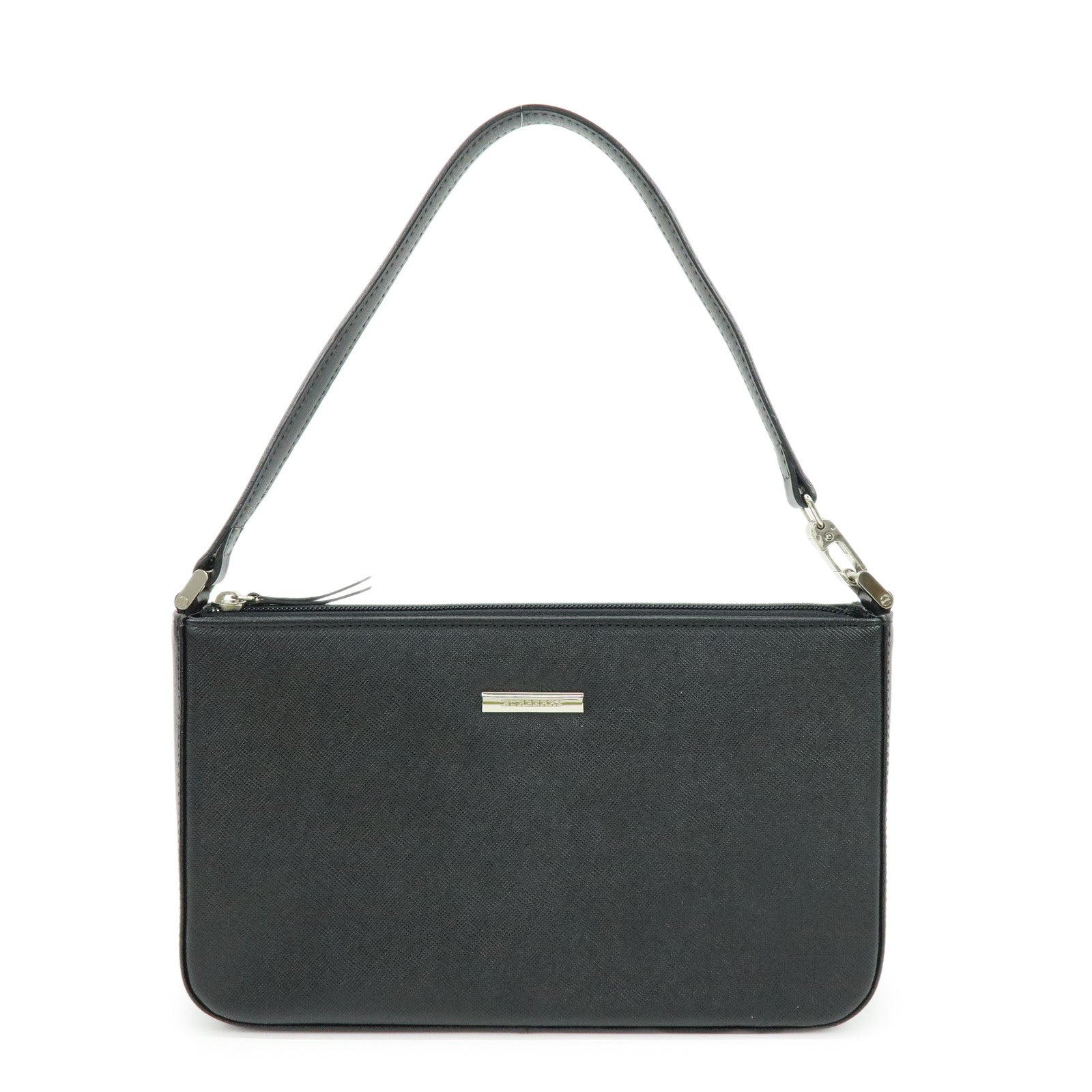 BURBERRY Leather Hand Bag Nova Plaid Black