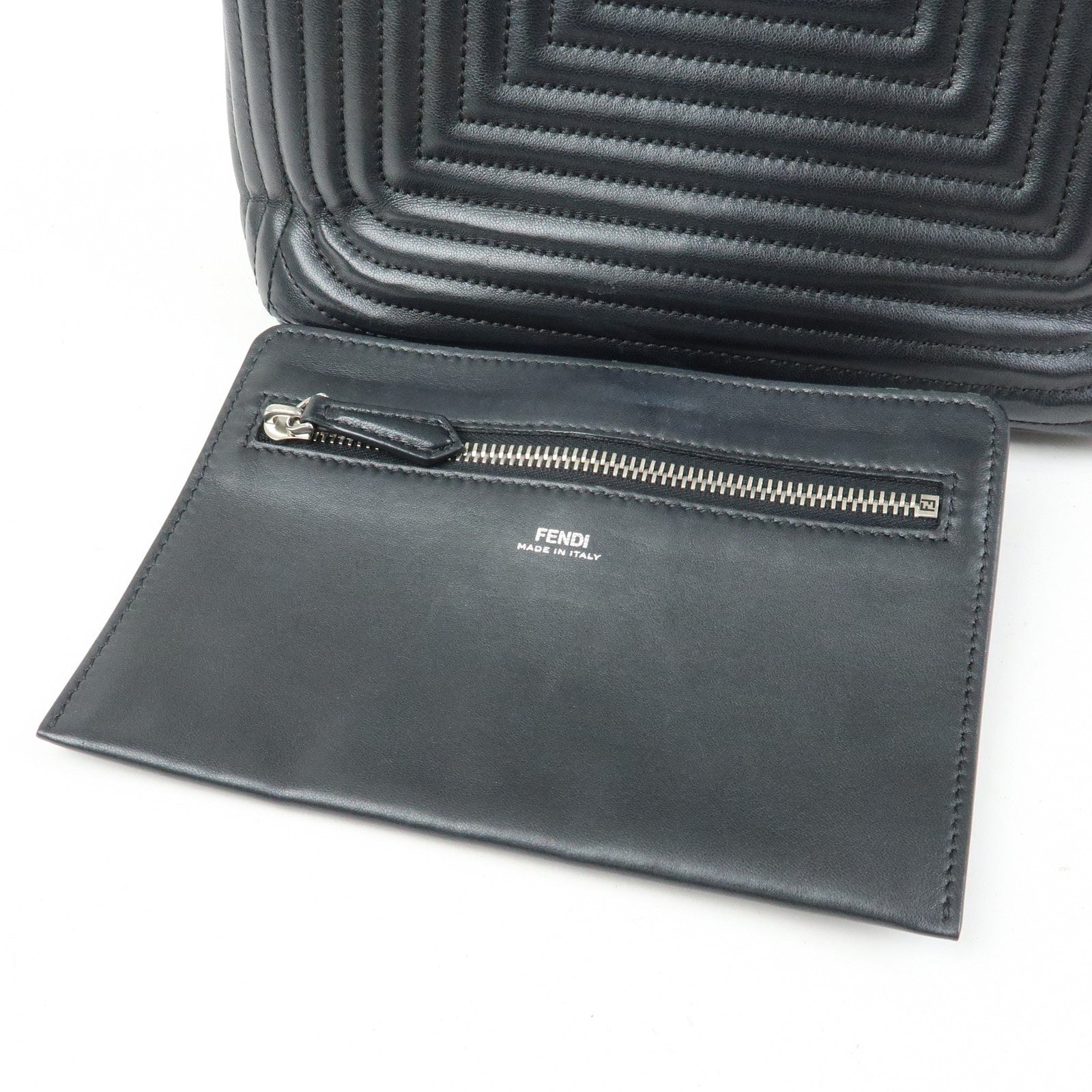 FENDI Dotcom Leather 2Way Bag Hand Bag Shoulder Bag Black 8BN299