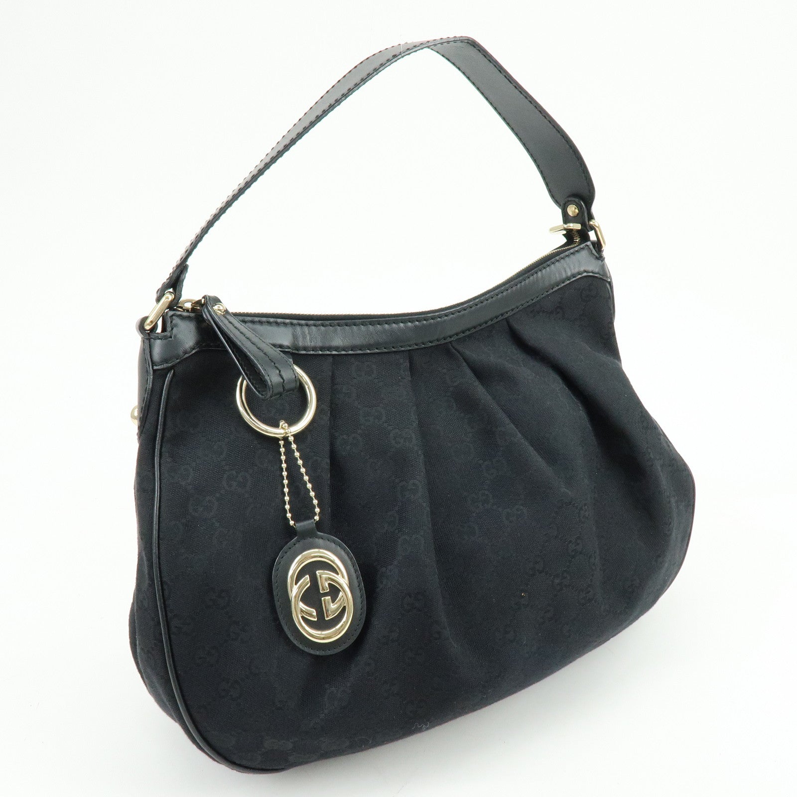 GUCCI Sukey GG Canvas Leather Shoulder Bag Black 232955