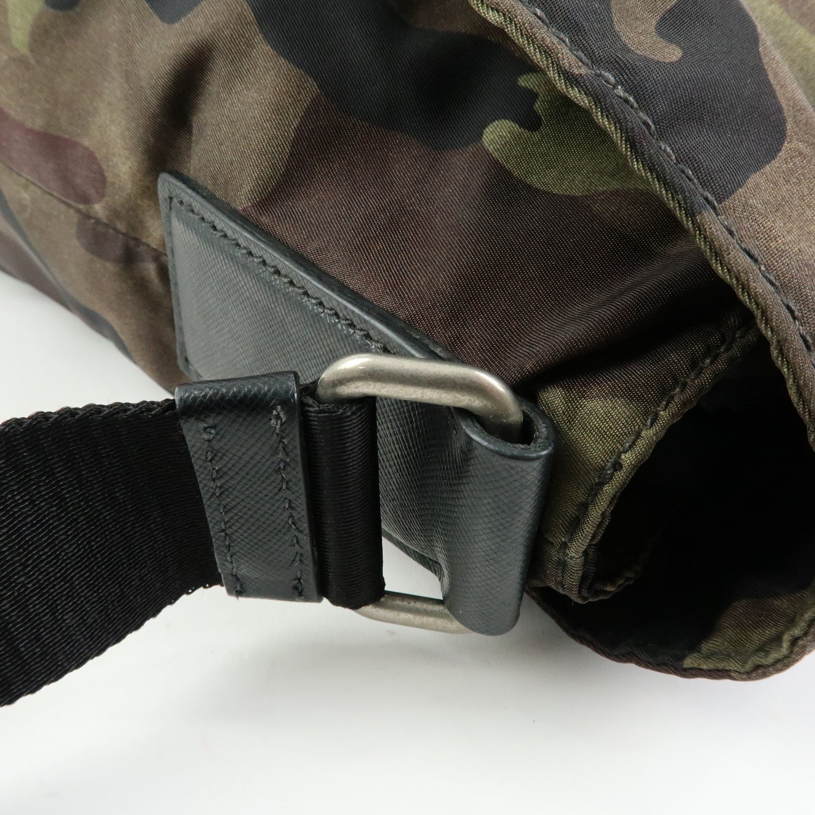 PRADA Triangle Logo Camouflage Nylon Saffiano Leather Shoulder Bag