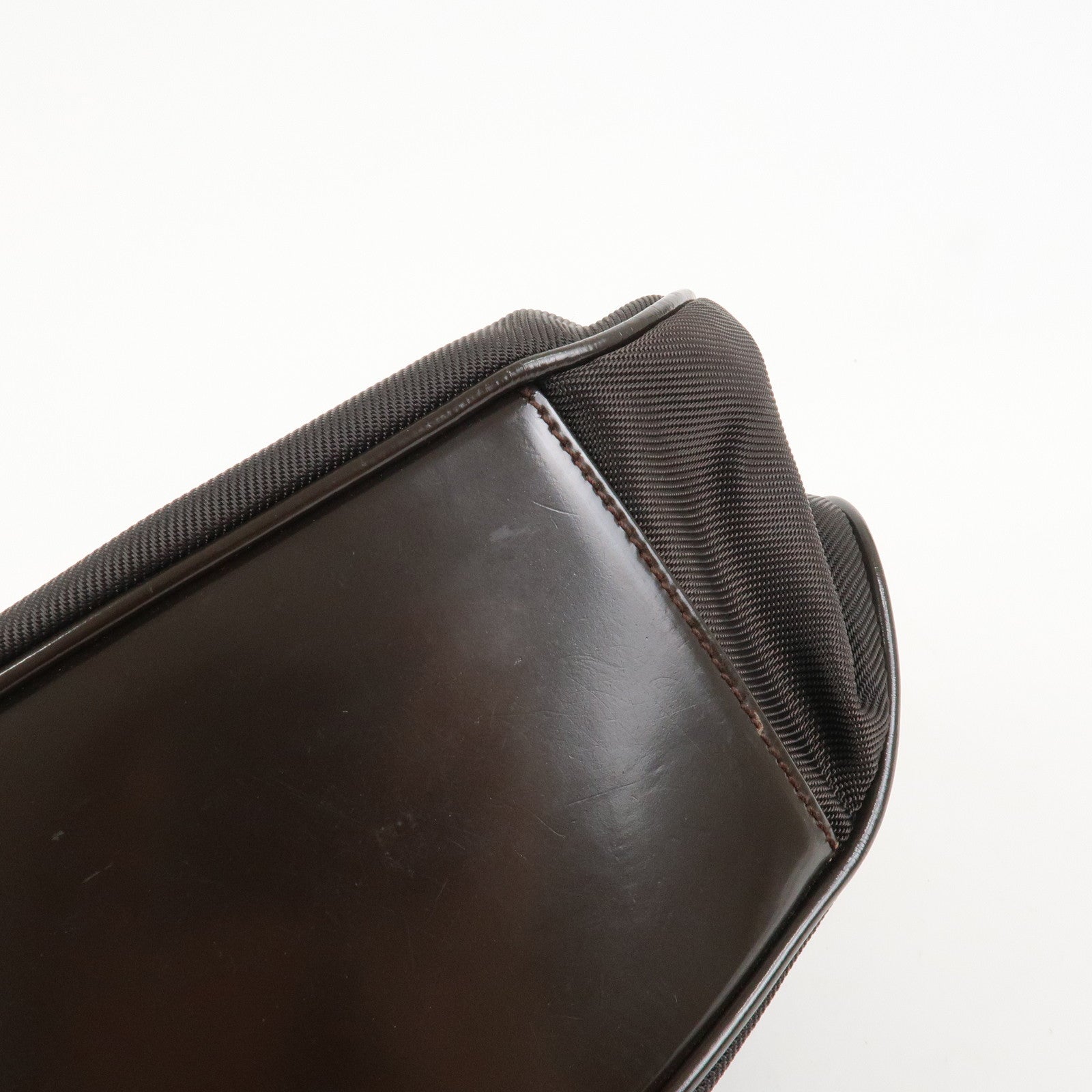 GUCCI Bamboo Nylon Leather 2Way Shoulder Bag Dark Brown 001.3444