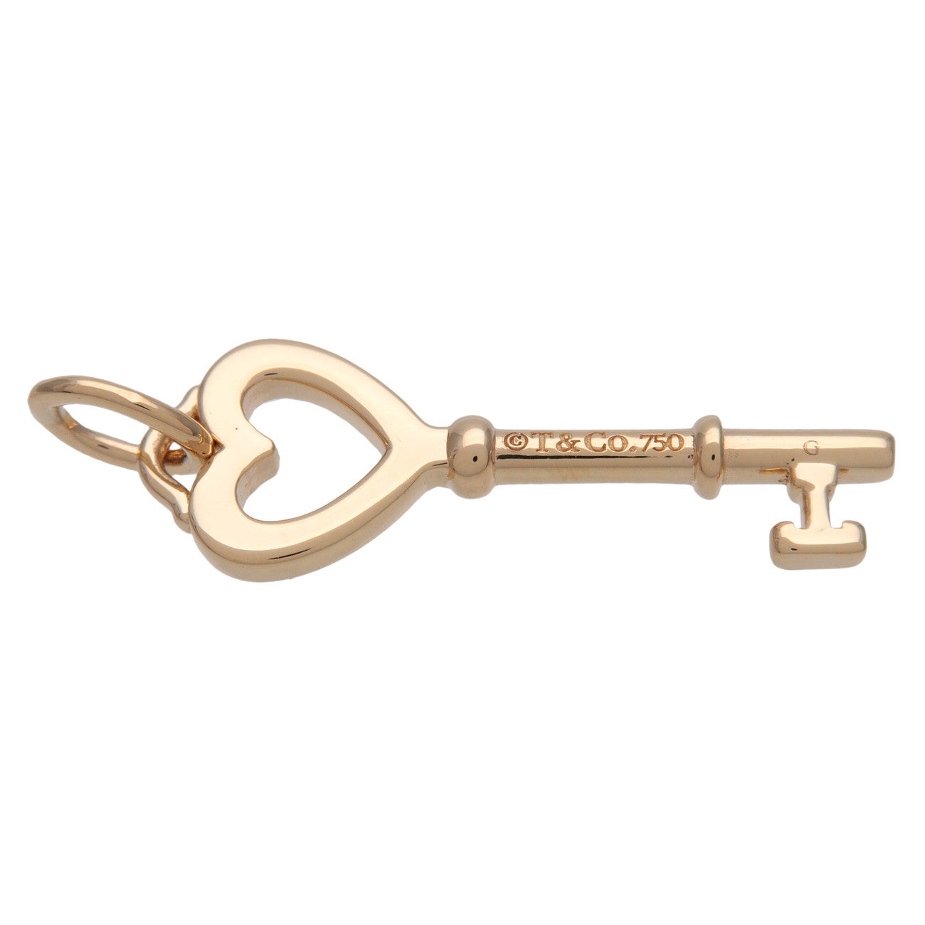 Tiffany & Co Heart Key Necklace Top Pendant Top 750YG Yellow Gold