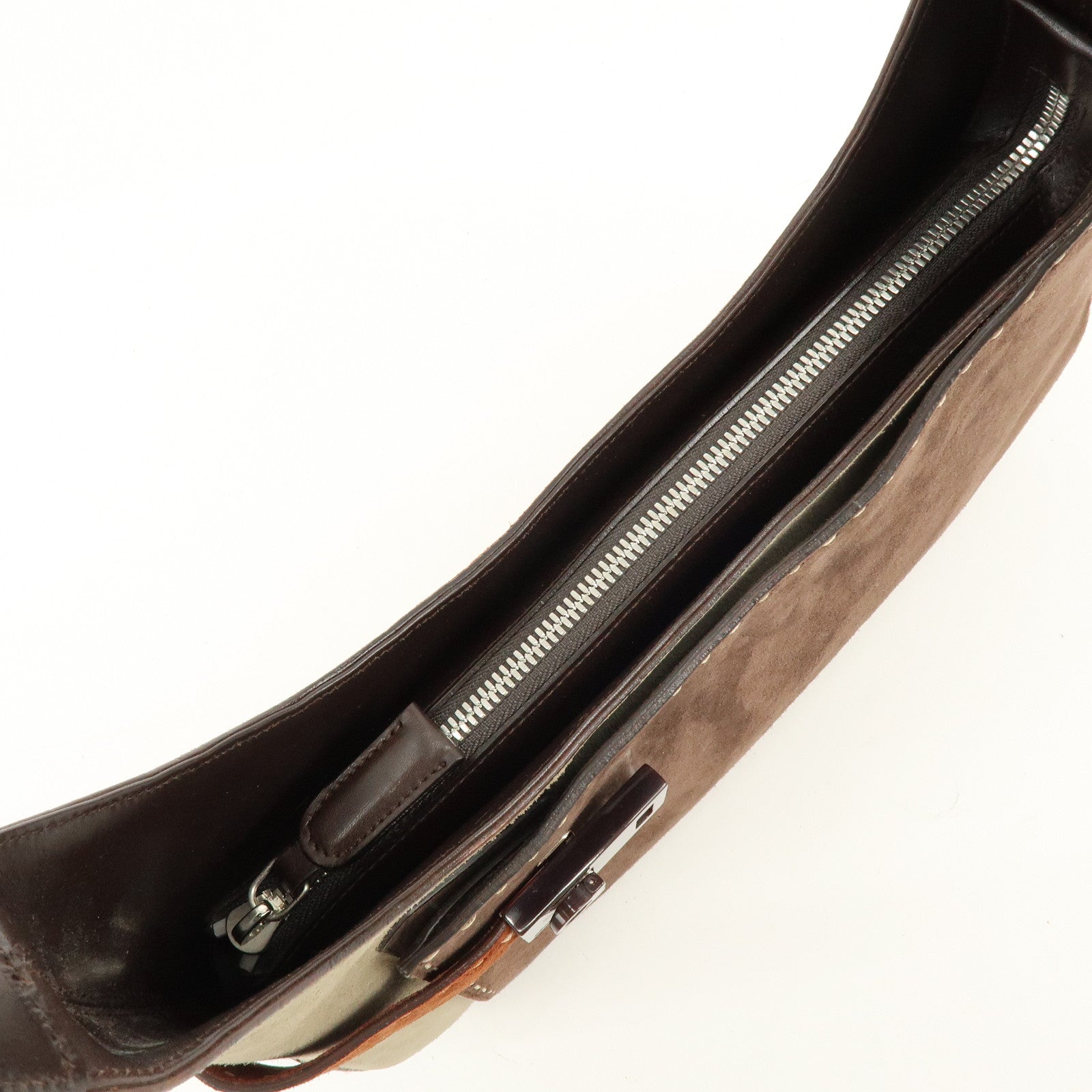 Ferragamo Gancini Suede Shoulder Bag Hand Bag Brown