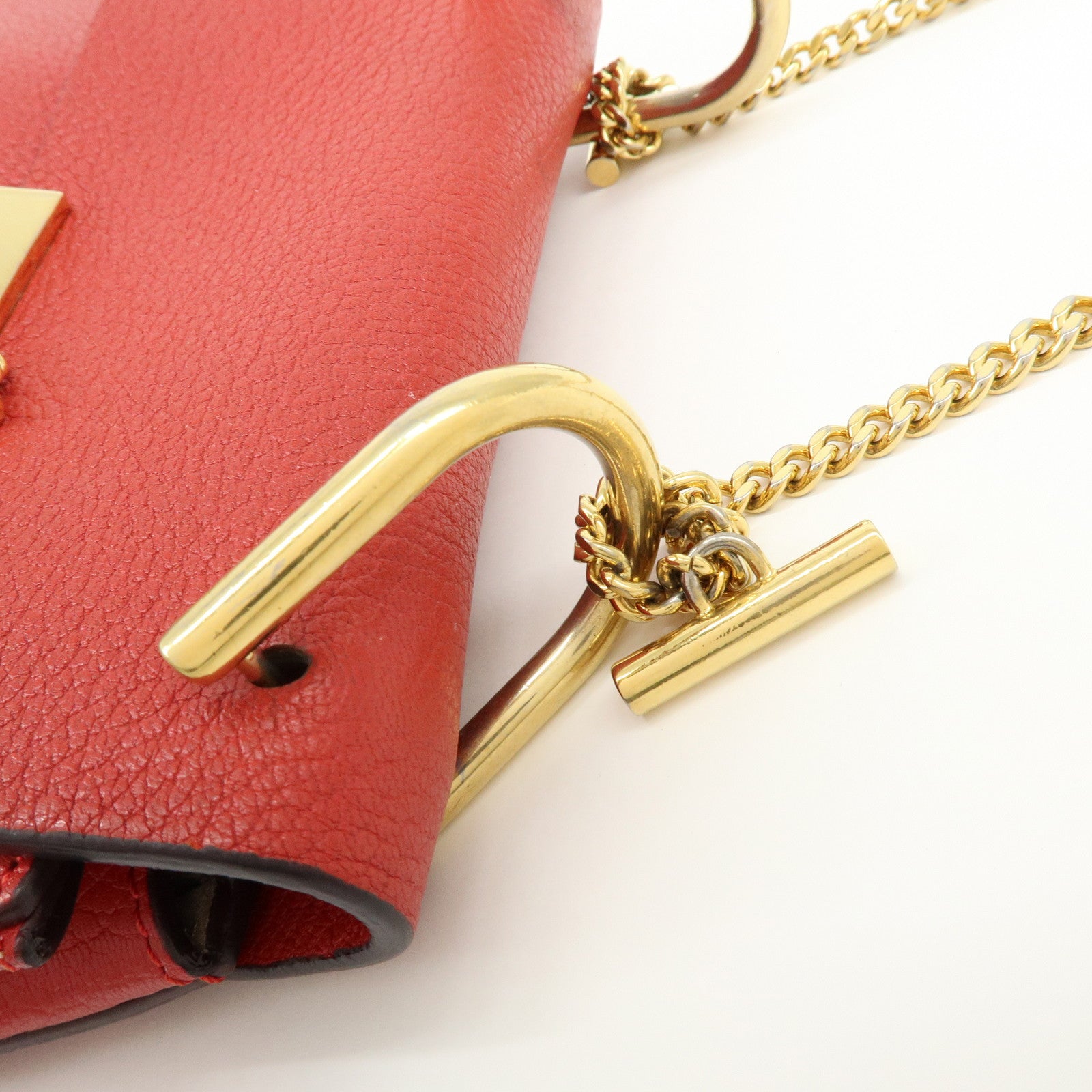Chloe Drew Leather Chain Shoulder Bag Crossbody Bag Red