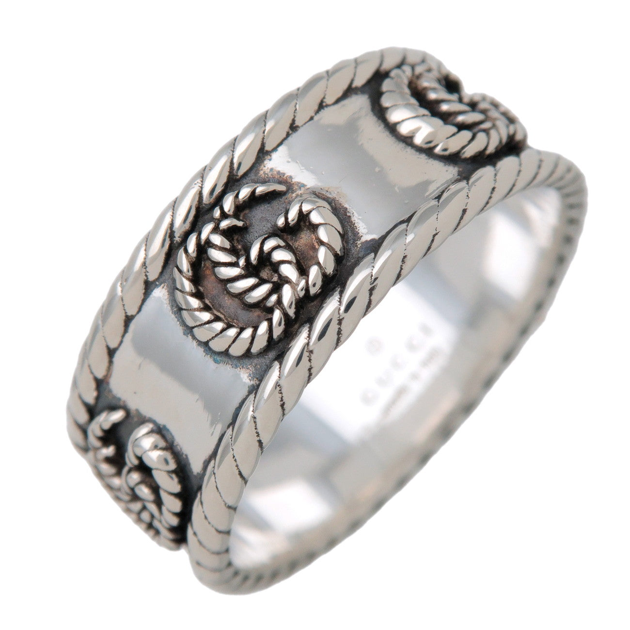 GUCCI Interlocking G Double G Wide Ring SV925 Silver #23 627729
