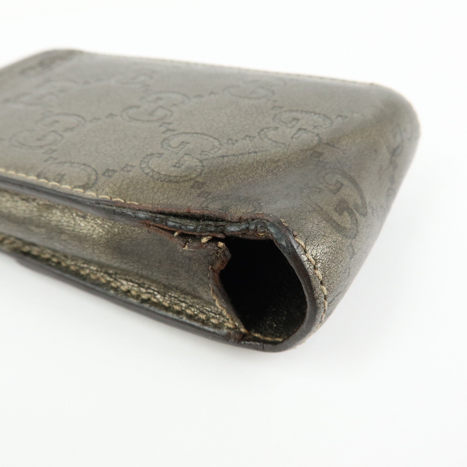 GUCCI Guccissima Leather Cigarette Case Gunmetal 181716