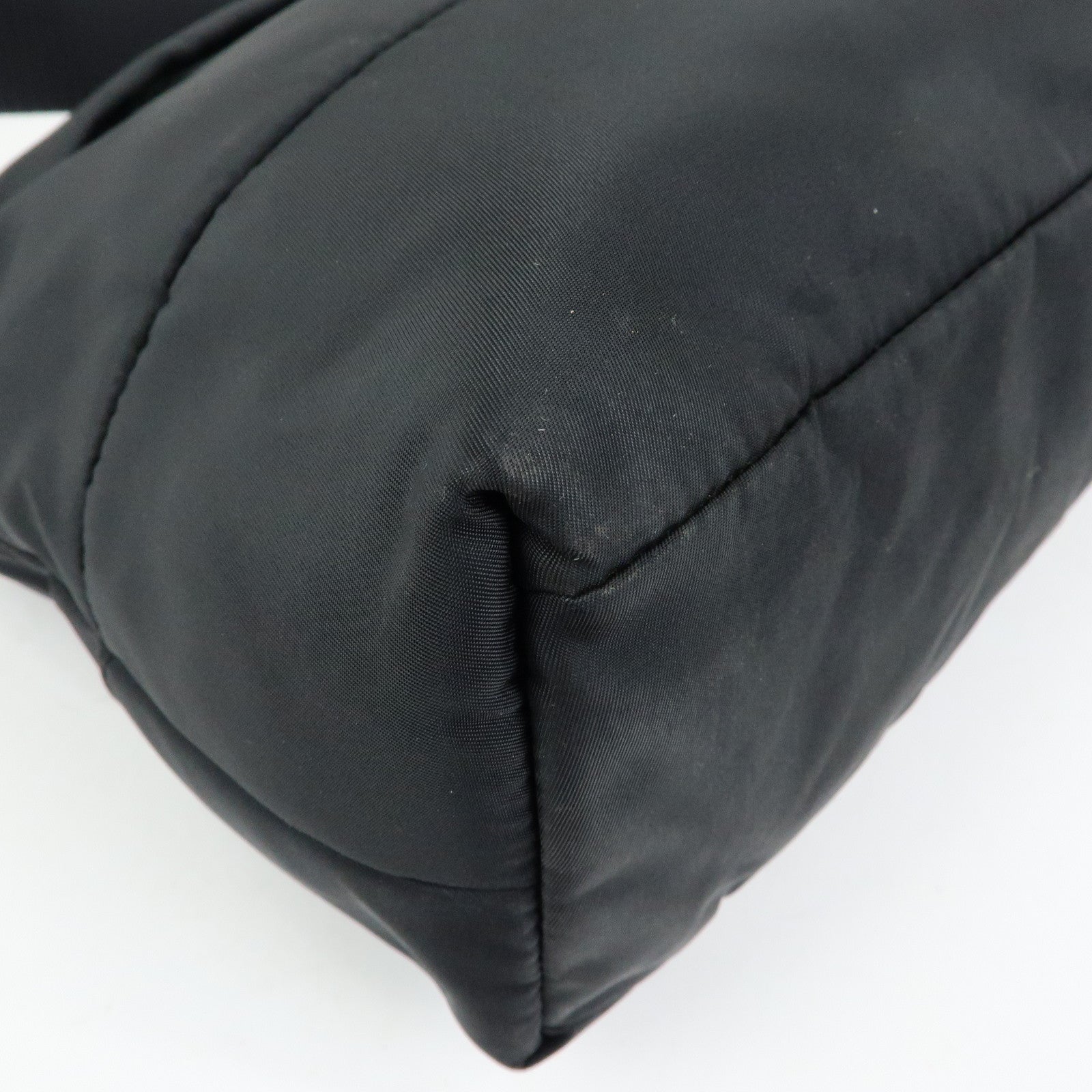 PRADA Triangle Logo Nylon Leather Shoulder Bag Crossbody Bag Black