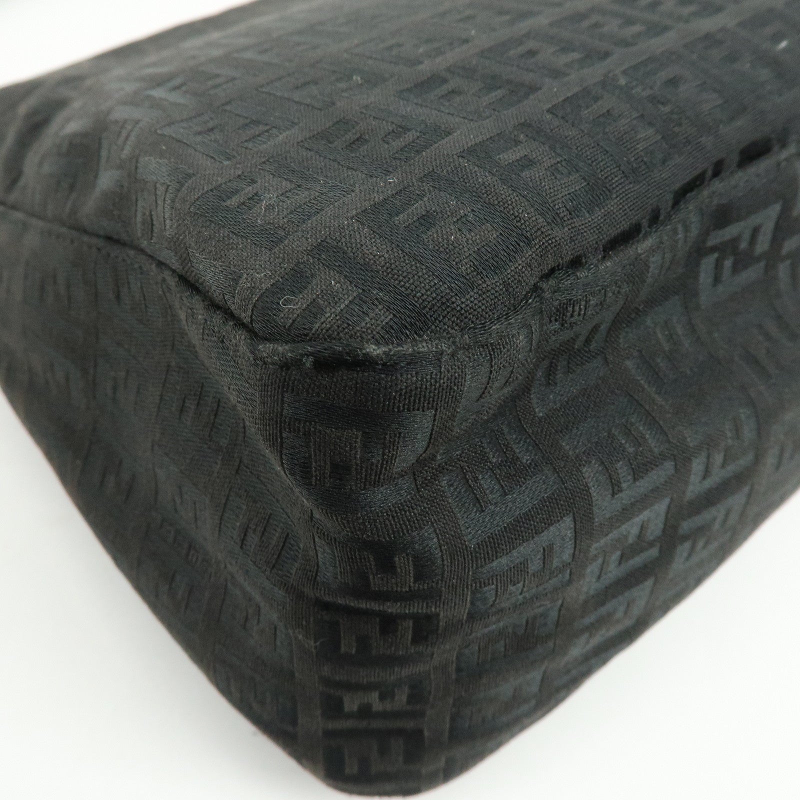 FENDI Zuccino Canvas Mamma Baguette Shoulder Bag Black 8BR001