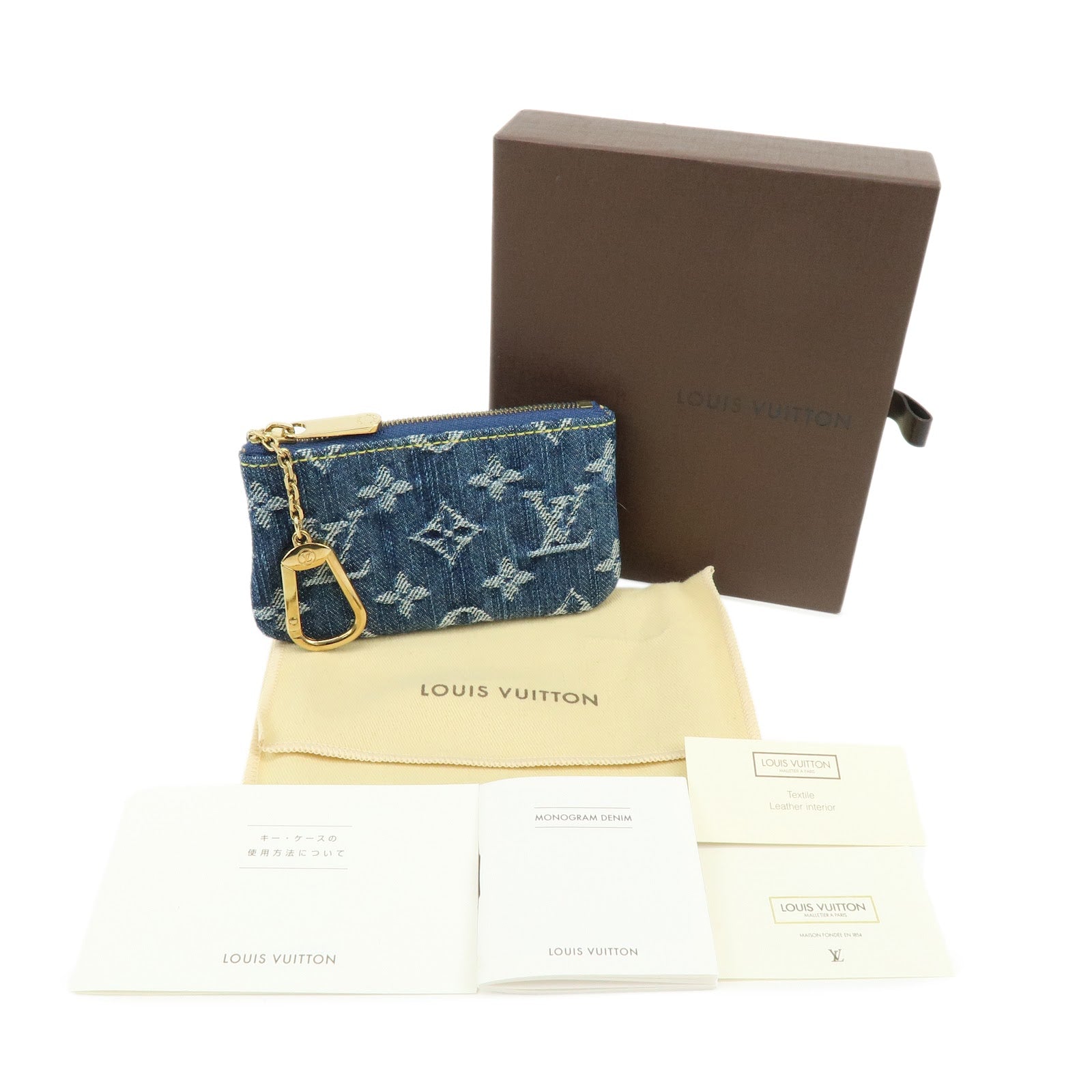Louis Vuitton Monogram Denim Pochette Cles Coin Case Blue M95343