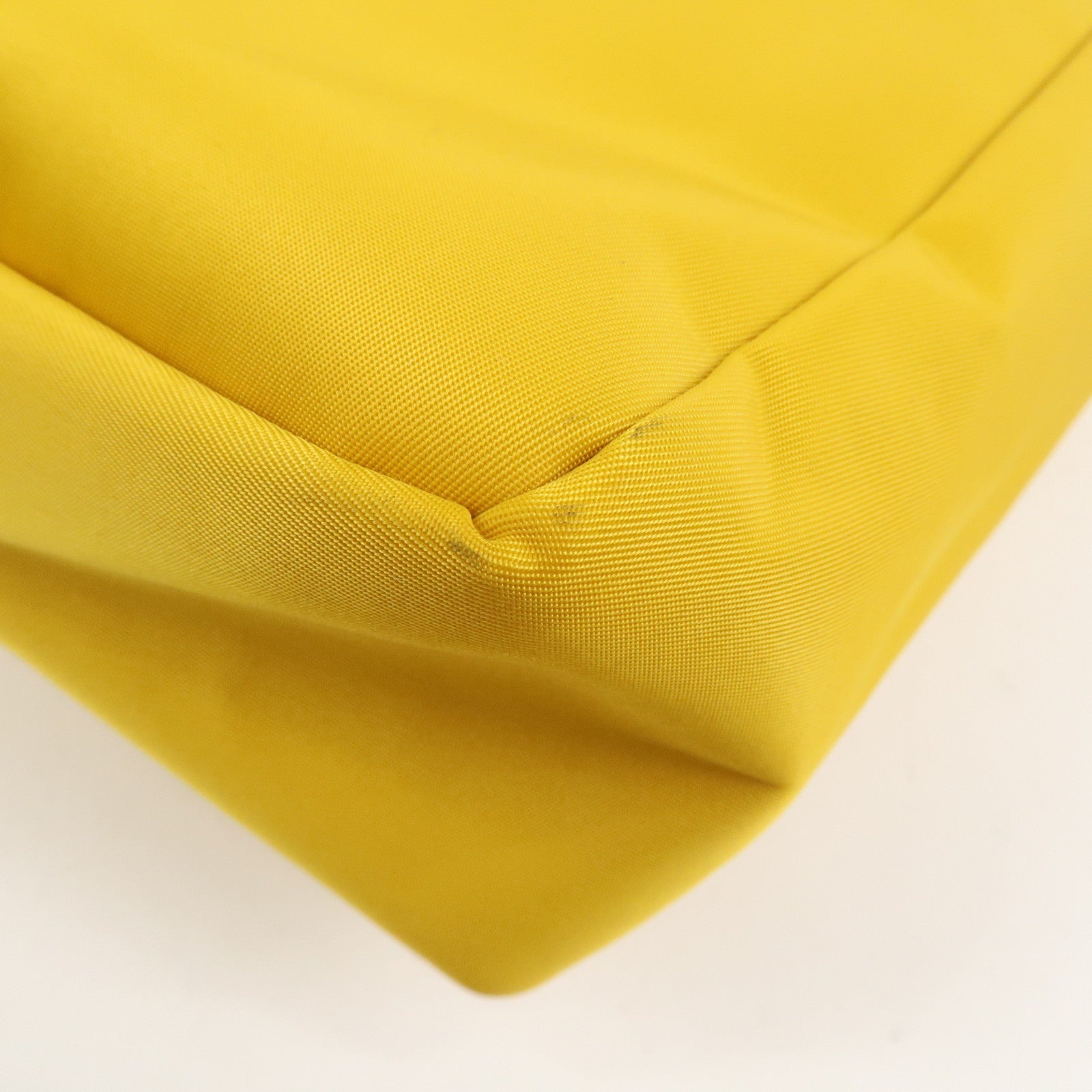 FENDI Baguette Nylon Leather 2Way Bag Hand Bag Shoulder Bag Yellow 7VA536