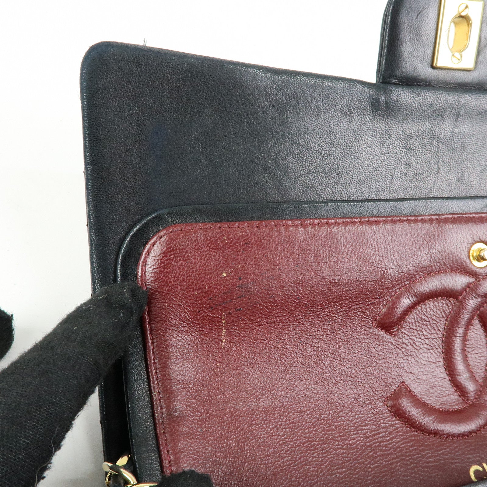 CHANEL Matelasse 25 Double Flap Chain Shoulder Bag Black A01112