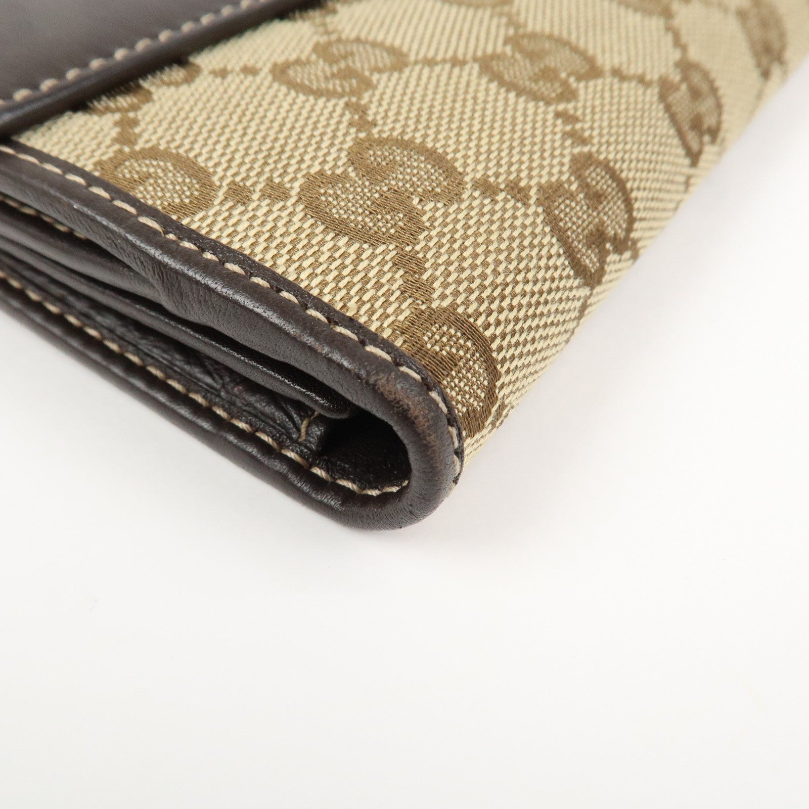 GUCCI Lovely Heart GG Canvas Leather Bi-fold Long Wallet 203550
