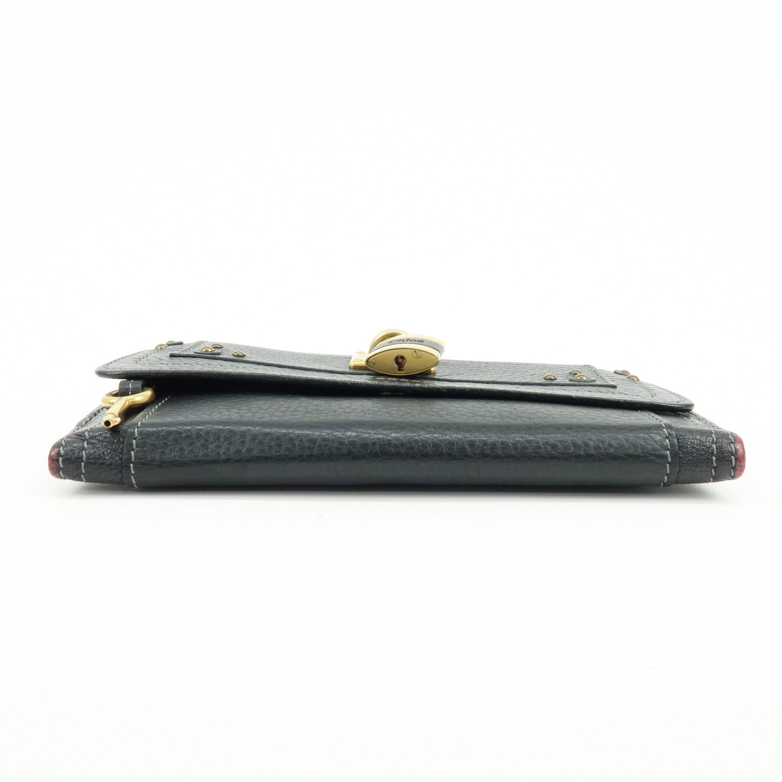 Chloe Paddington Leather Bi-fold Flap Long Wallet Black
