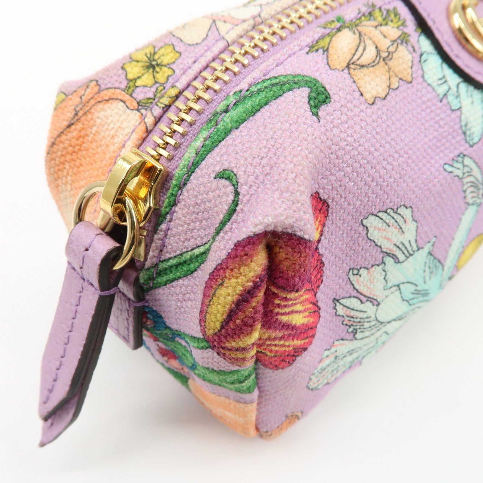 GUCCI GG Marmont Canvas Leather Pouch Flower Purple 577355