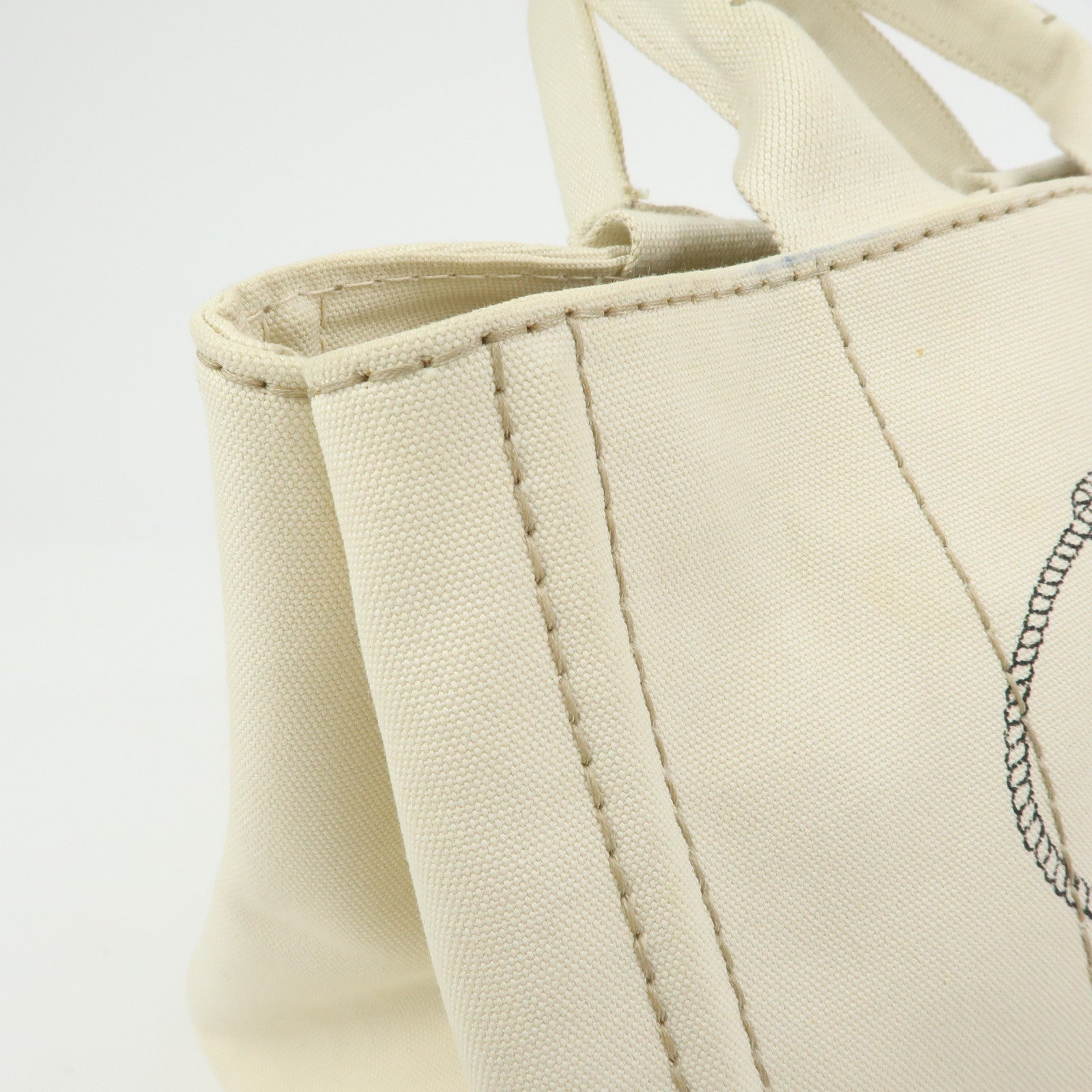 PRADA Canapa Canvas 2Way Bag Tote Bag Hand Bag White BN1877