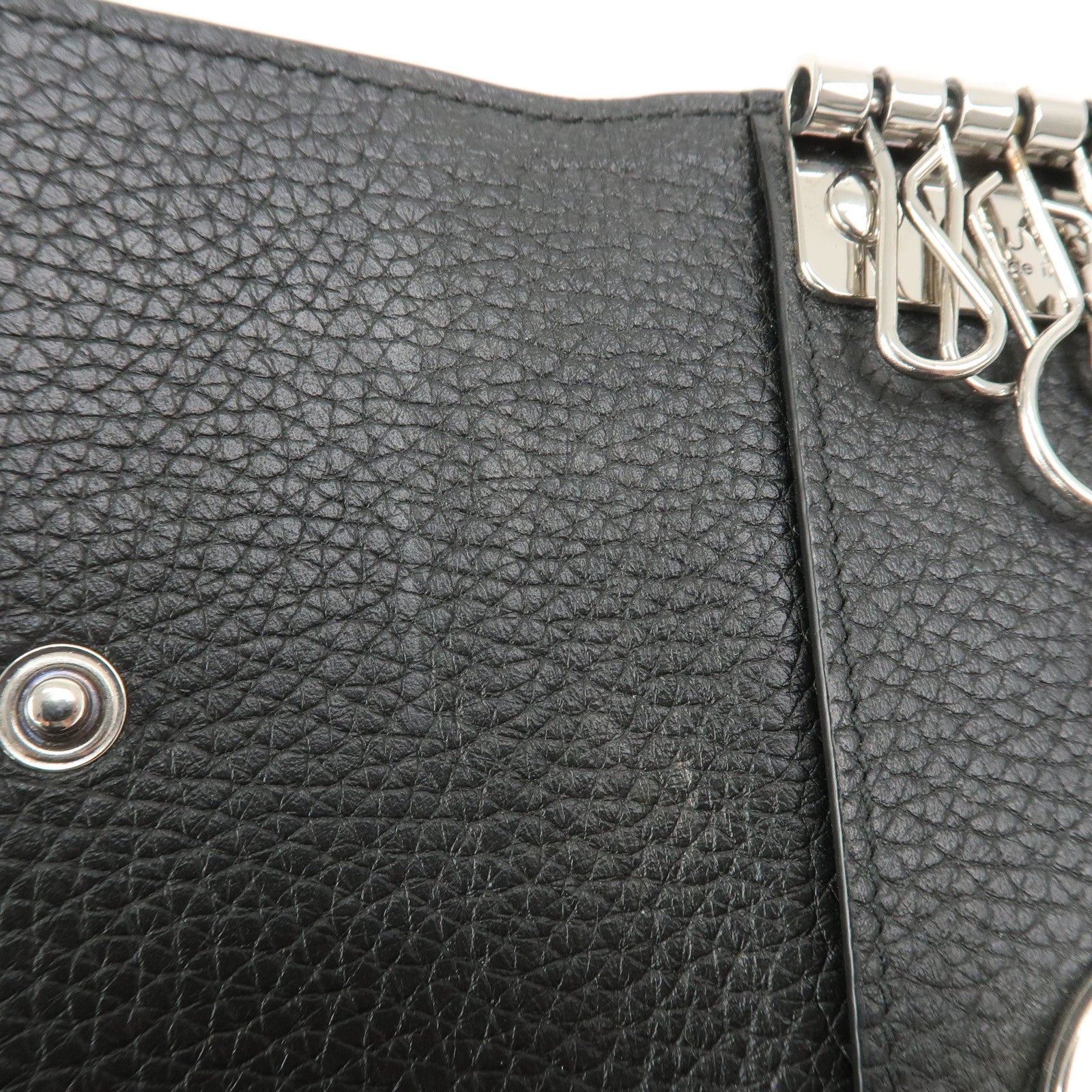 GUCCI Logo Leather 6 Rings Key Case Key Holder Black 771156