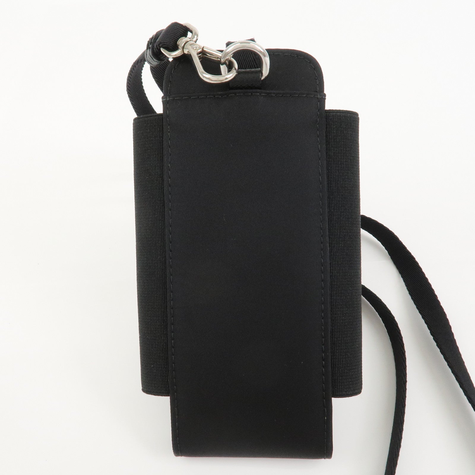 PRADA Triangle Logo Nylon Leather Phone Case Black 1ZT023