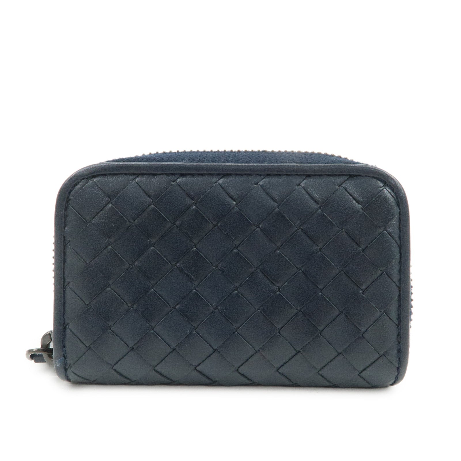BOTTEGA VENETA Intrecciato Leather Coin Case Navy 114075