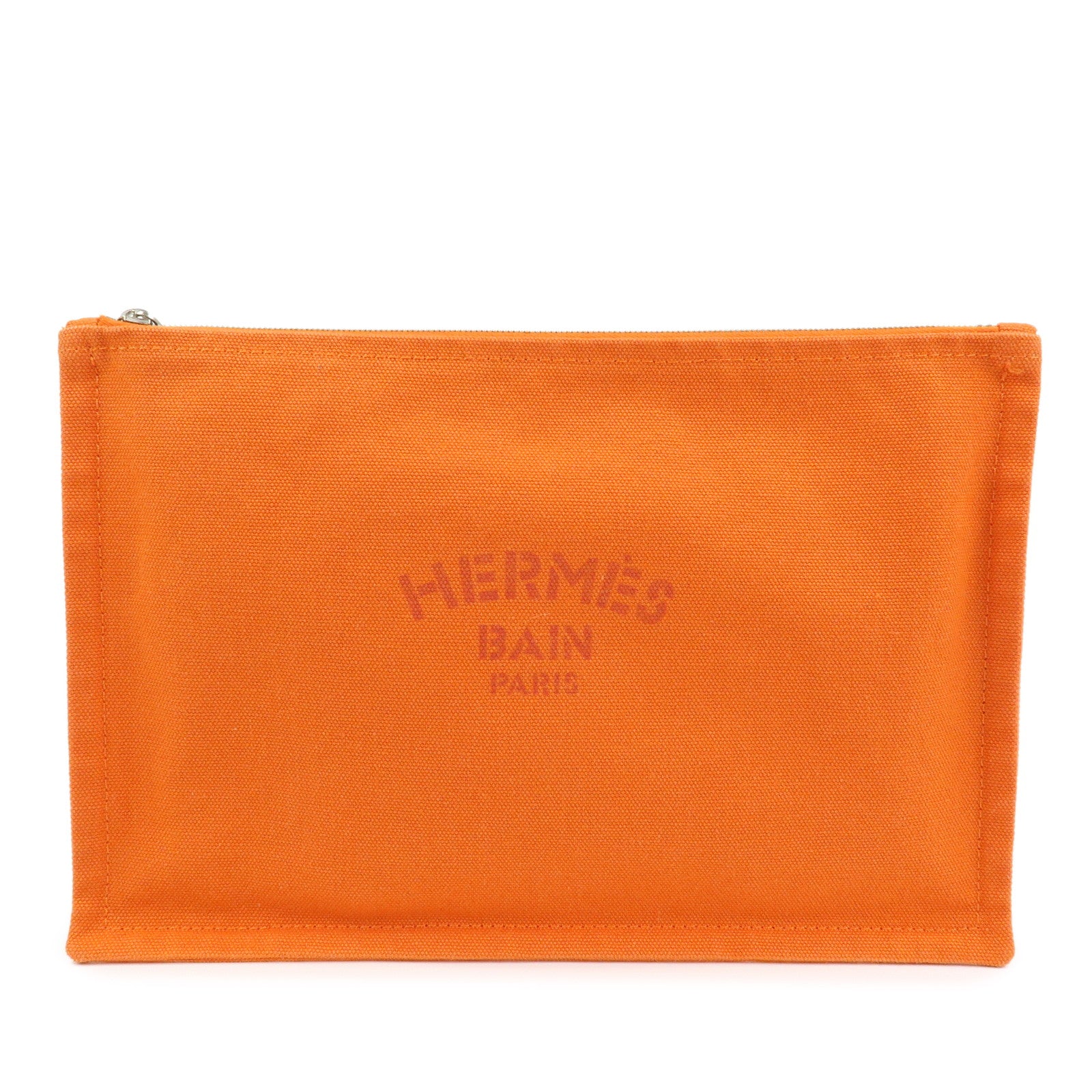 HERMES Yachting GM Canvas Flat Pouch Cosmetic Pouch Orange