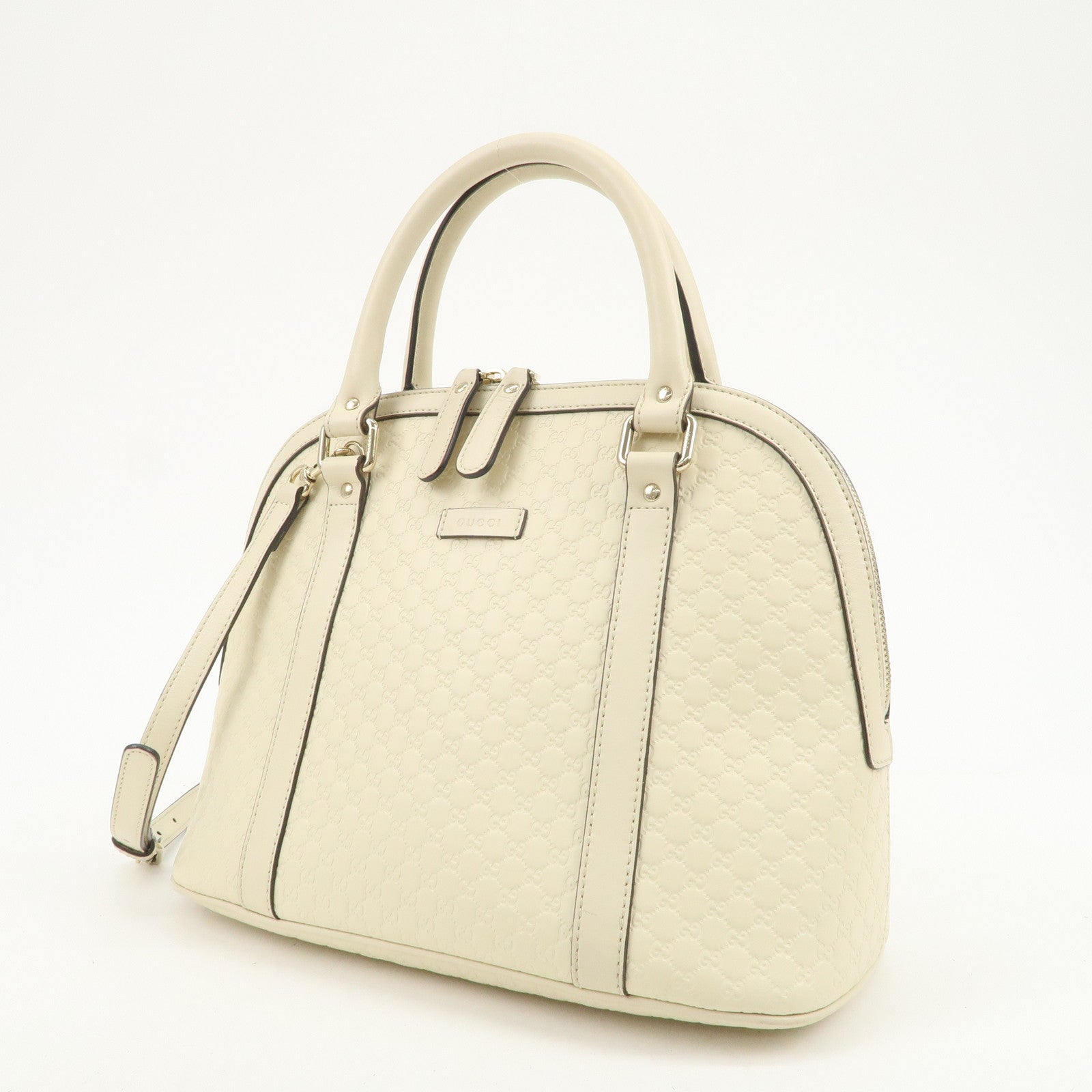 GUCCI Micro Guccissima Leather 2Way Bag Shoulder Bag Ivory 449663