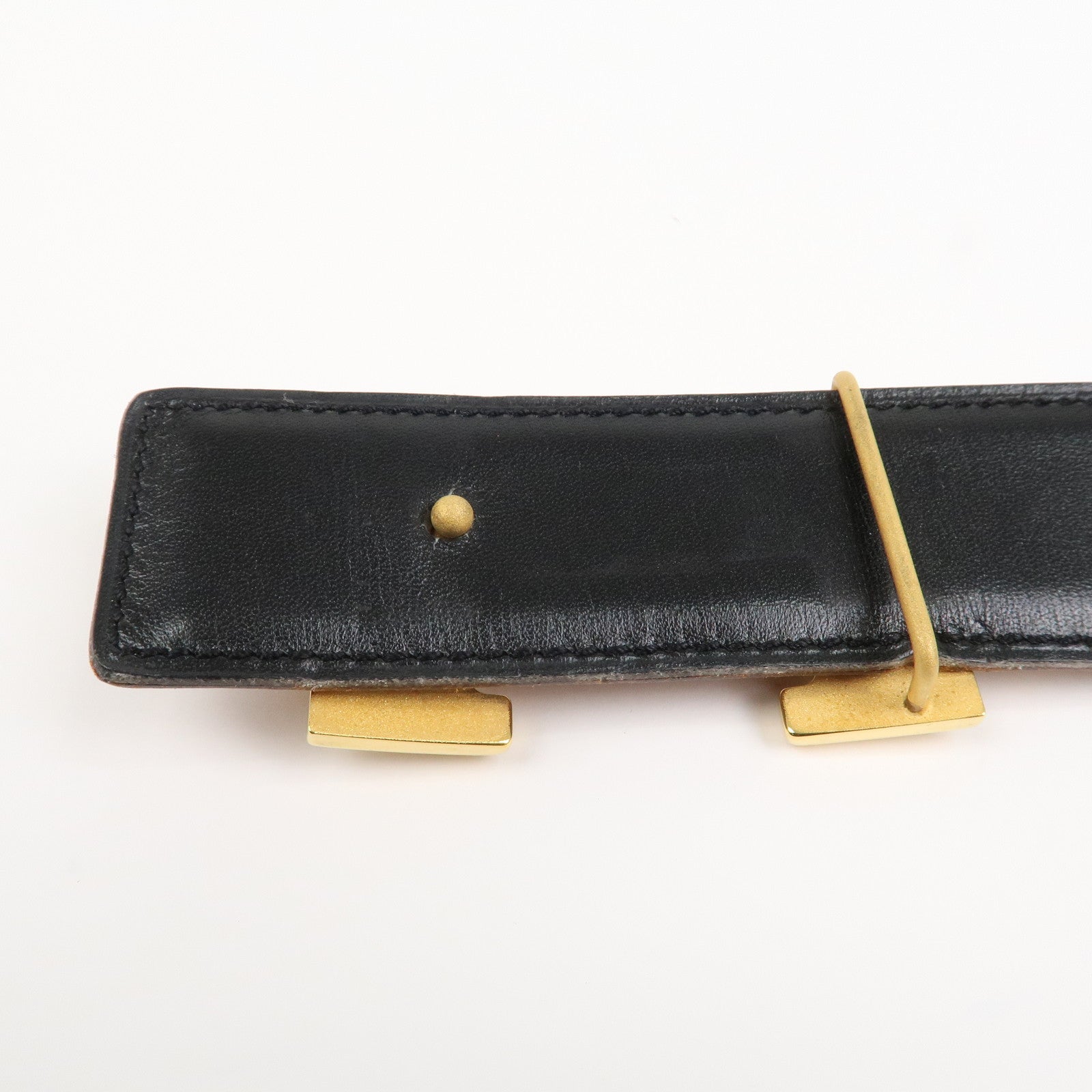 HERMES Leather H Buckle Constance Belt Reversible Black