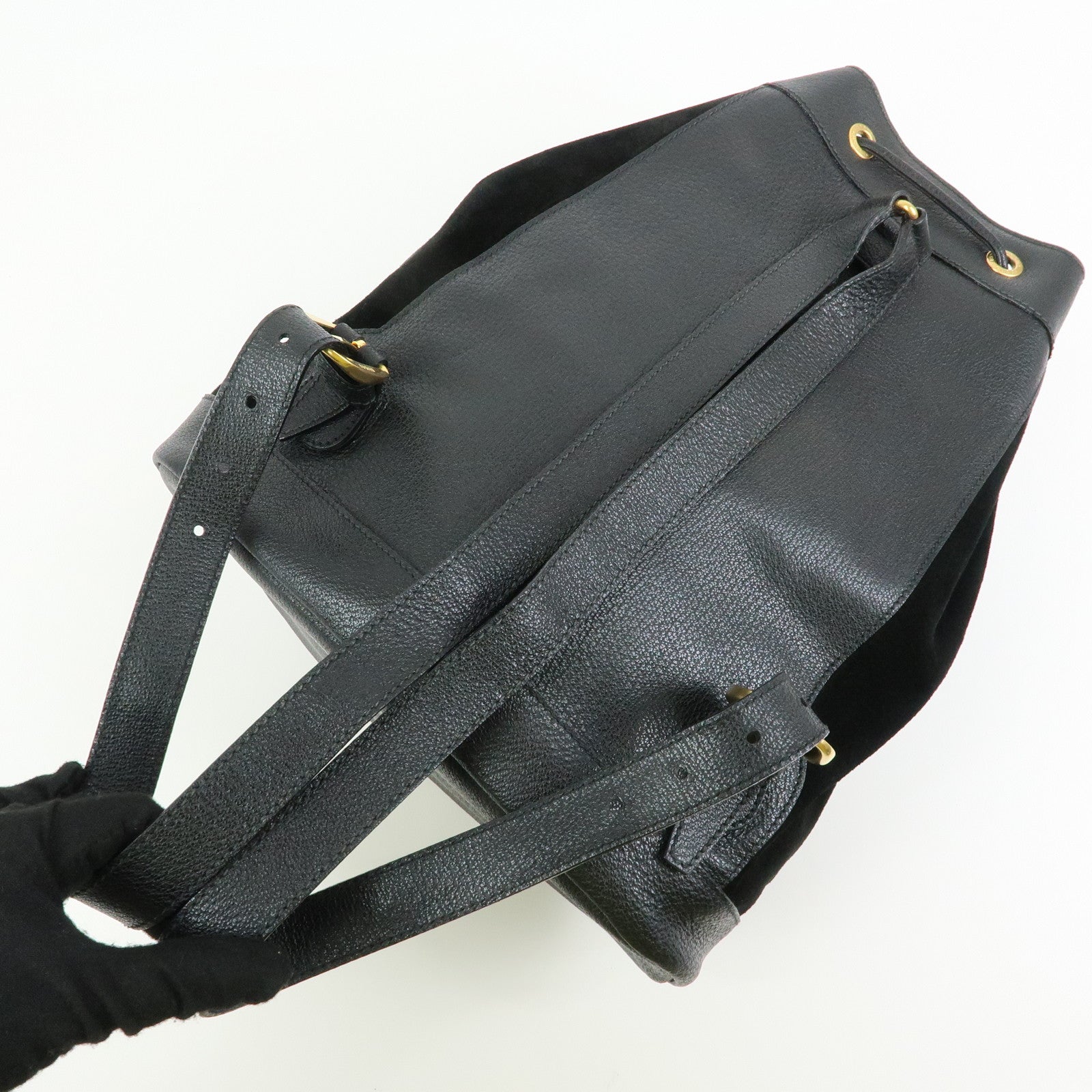 GUCCI Bamboo Suede Leather Backpack Rucksuck Black 003・2855・0043・0
