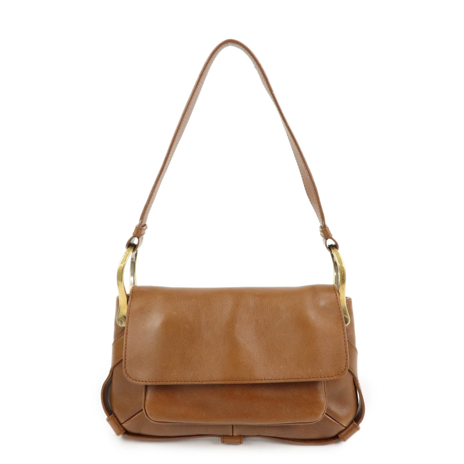 SAINT LAURENT PARIS Leather Shoulder Bag Hand Bag Brown