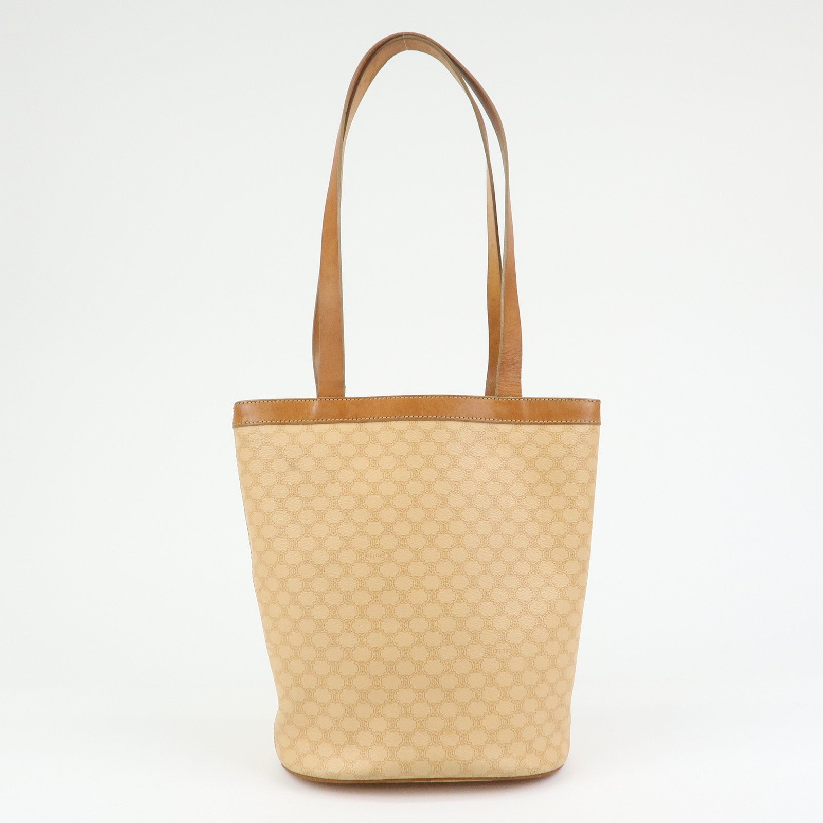 CELINE Macadam PVC Leather Tote Bag Shoulder Bag Beige Light Brown