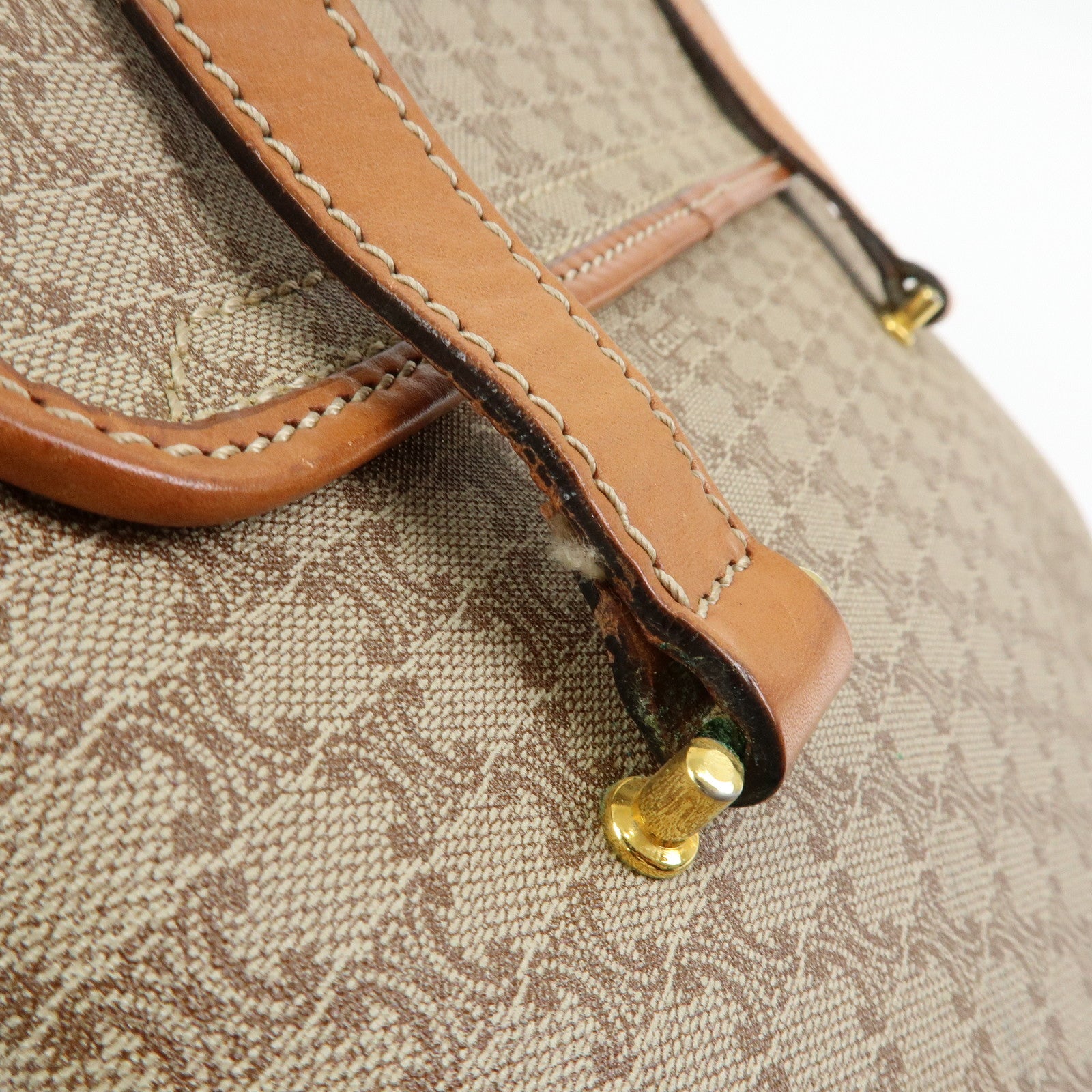 CELINE Logo Macadam PVC Leather Hand Bag Shoulder Bag Beige Brown