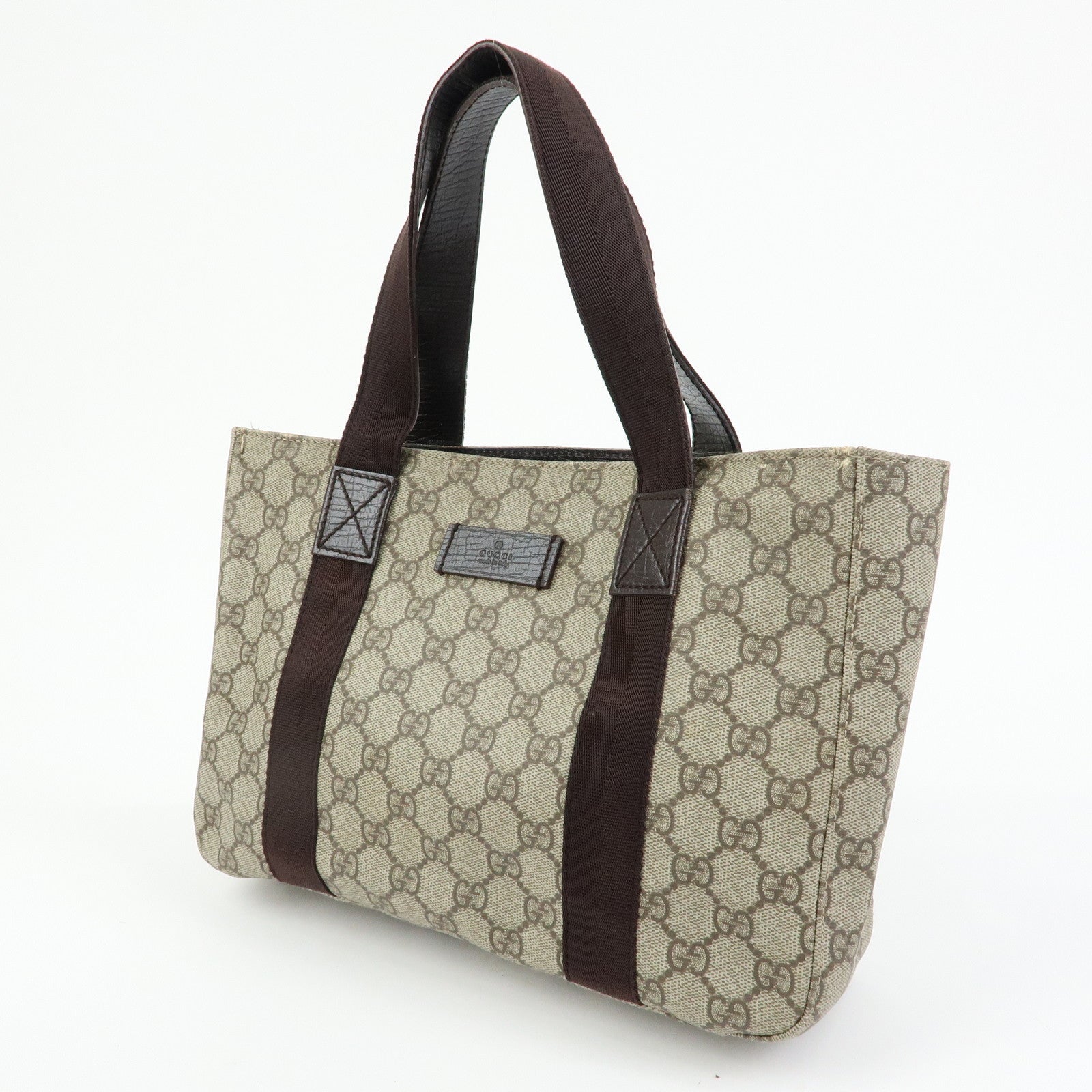 GUCCI GG Supreme Leather Tote Bag Hand Bag Beige Brown 141976