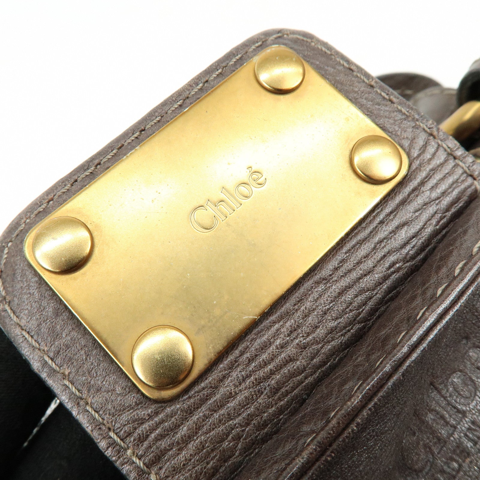 Chloe Paddington Leather Tote Bag Shoulder Bag Dark Brown