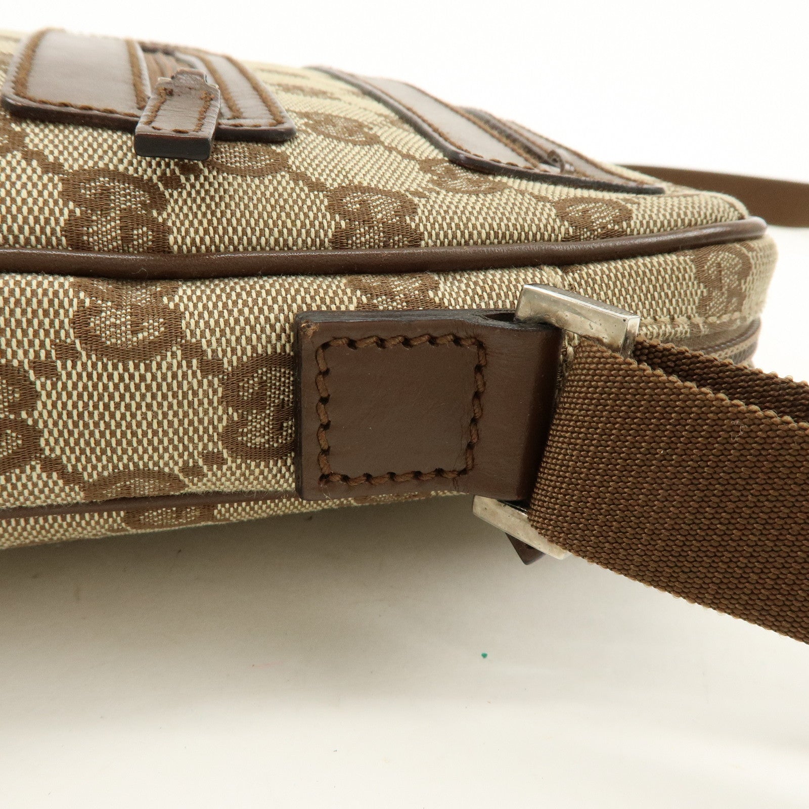 GUCCI GG Canvas Leather Shoulder Bag Crossbody Bag Brown 92551