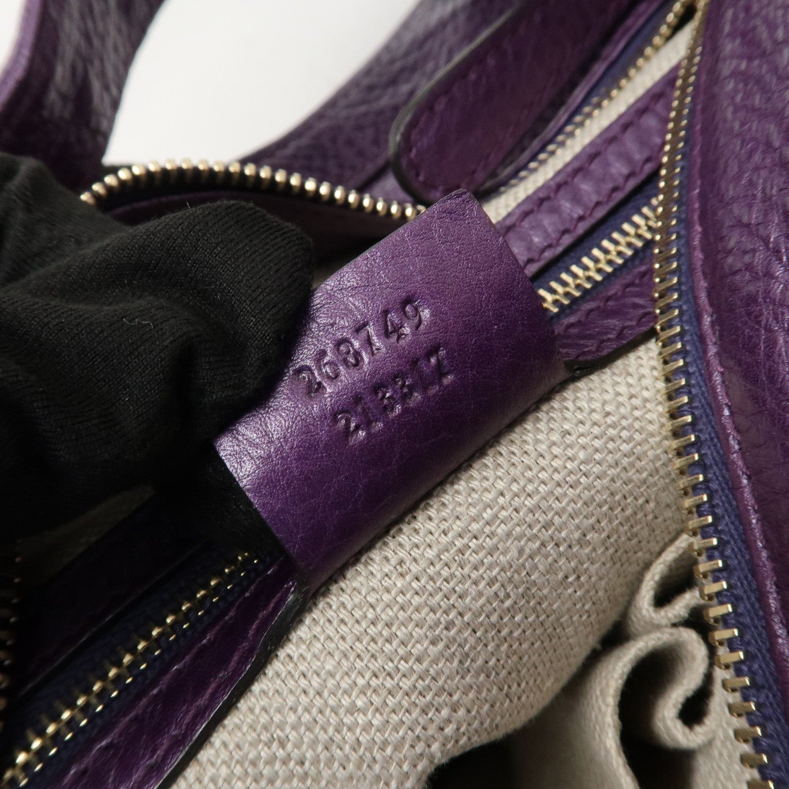 GUCCI Leather Shoulder Bag Hand Bag Metallic Purple 268749