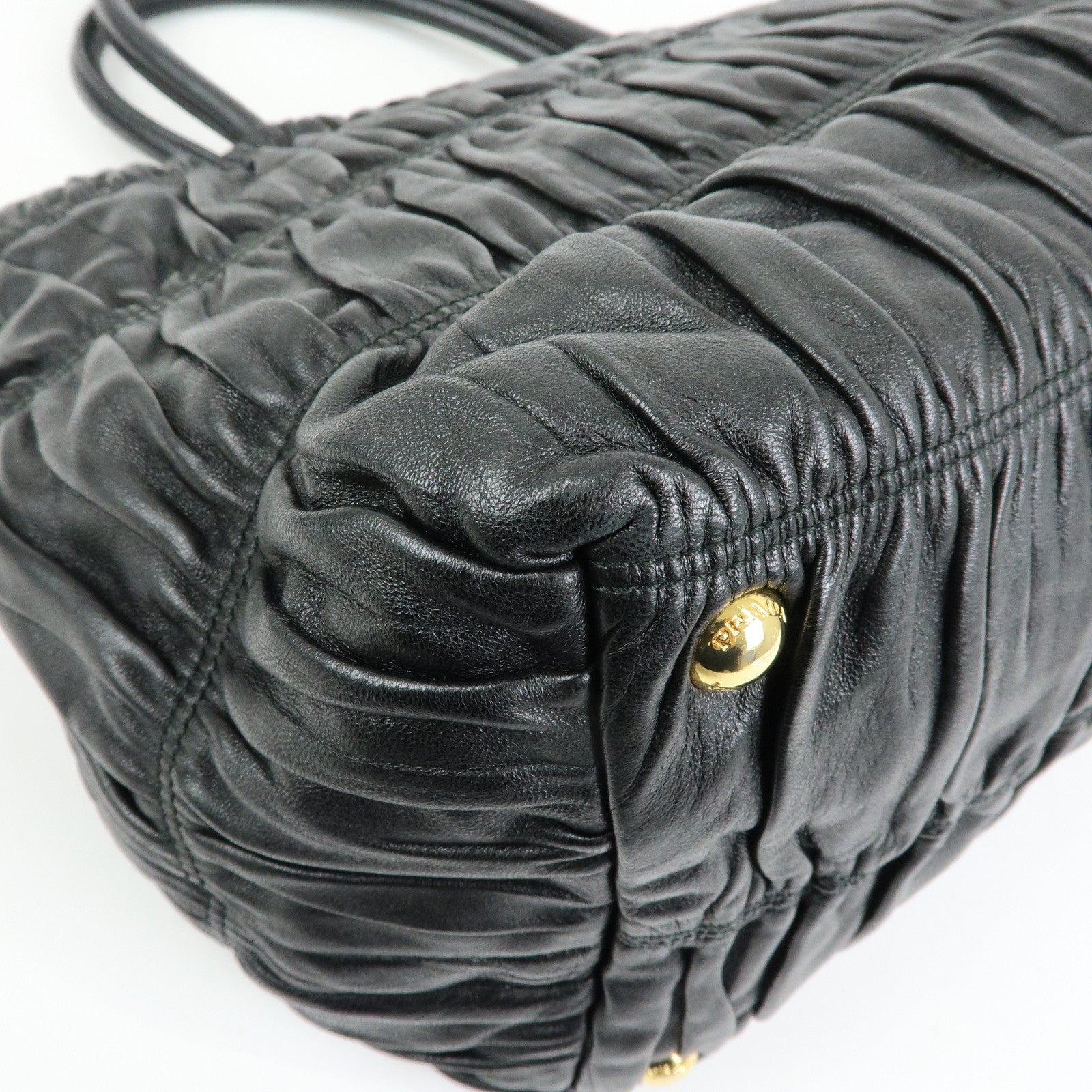 PRADA Ribbon Nappa Gaufure Leather 2Way Bag Black BN1932