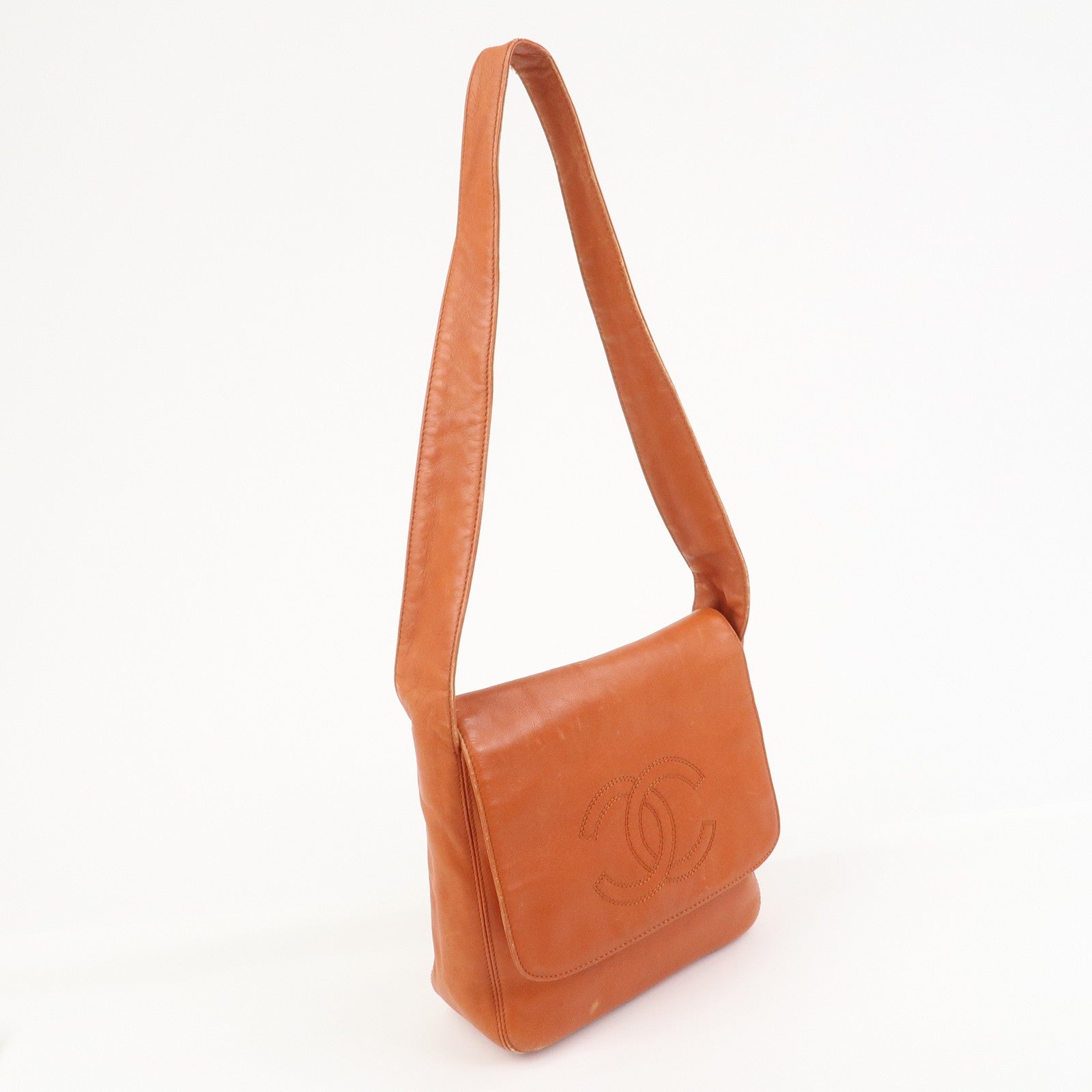 CHANEL COCO Mark Calf Leather Shoulder Bag Hand Bag Brown