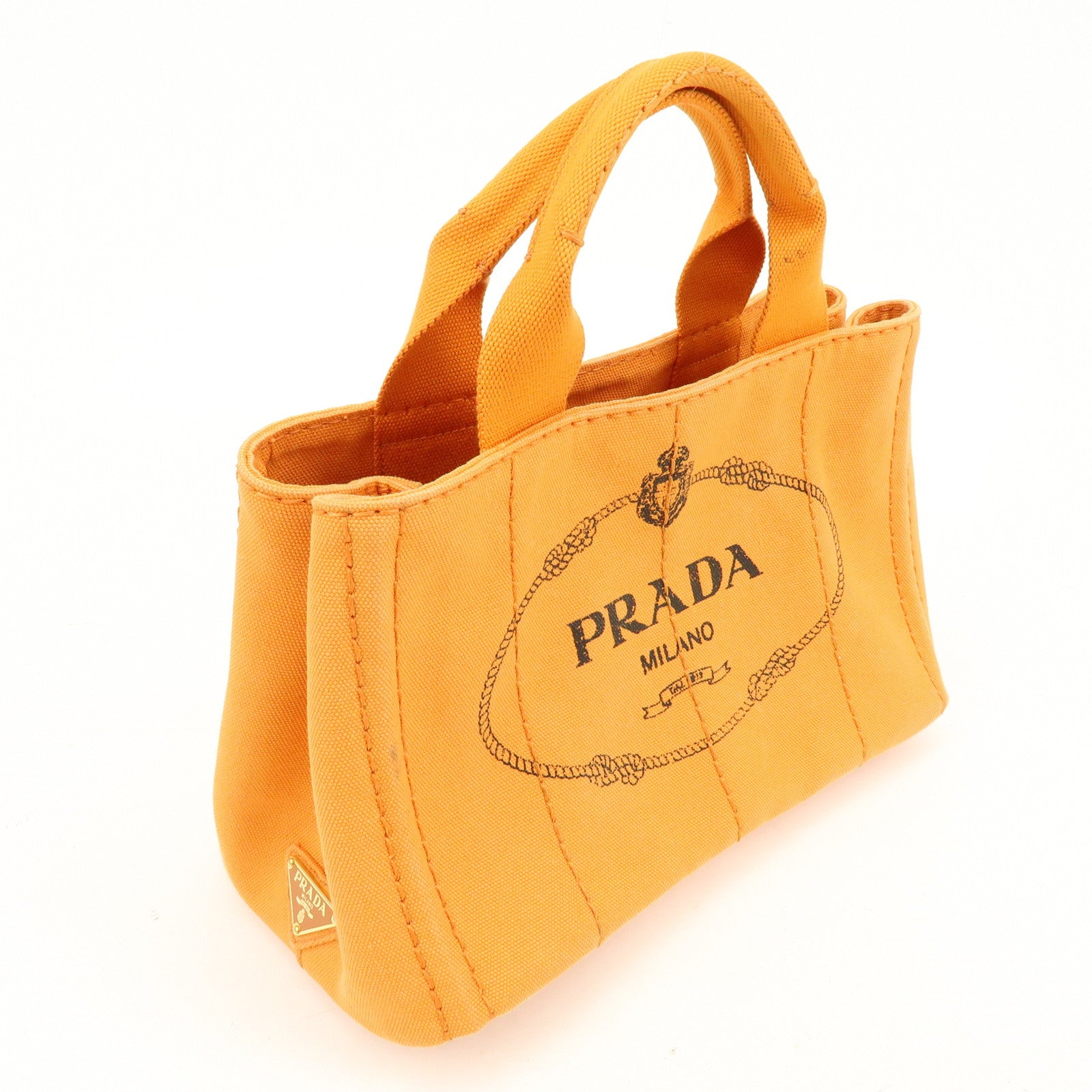PRADA Canapa Mini Canvas Tote Bag Hand Bag BN2439 Orange