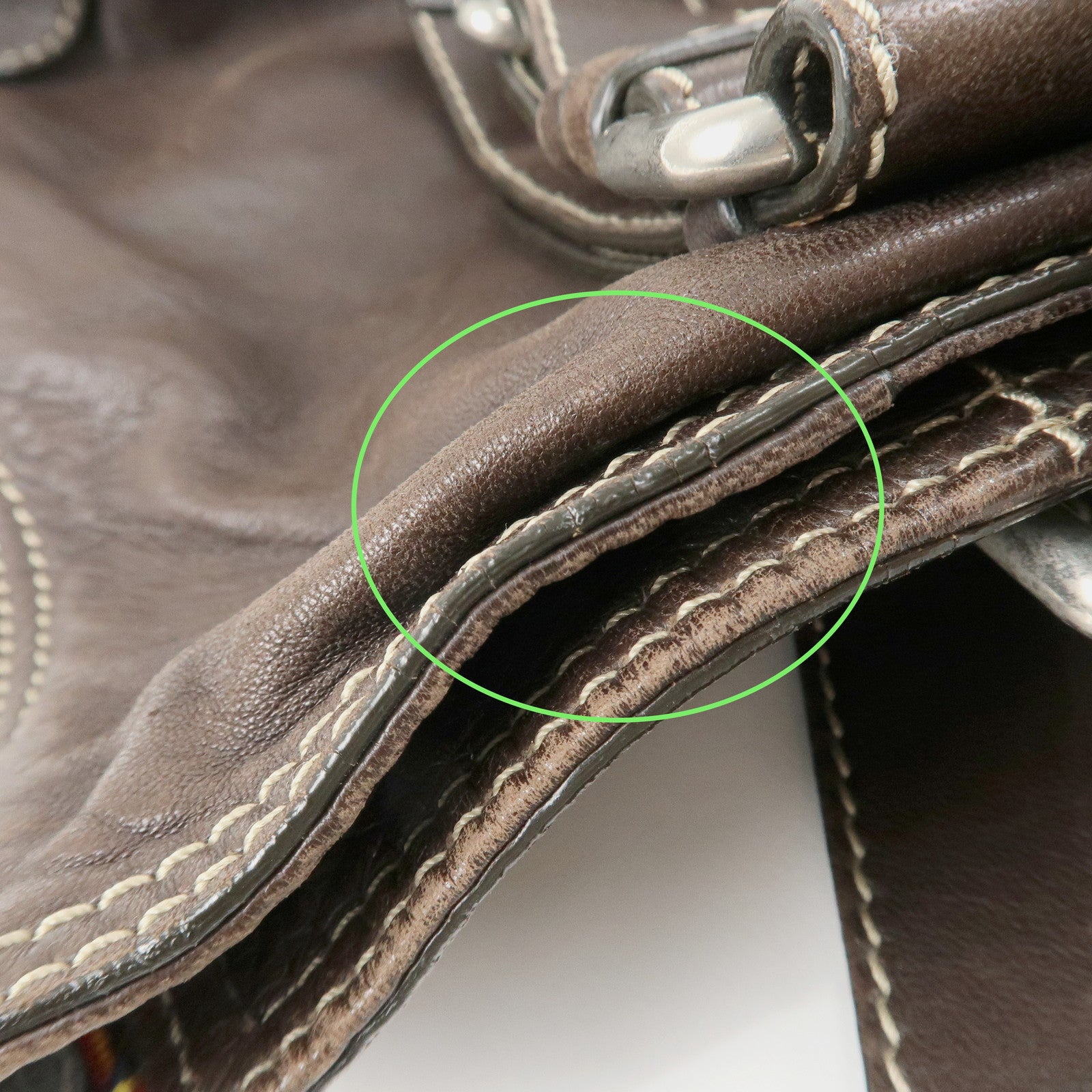 Chloe Patsy Studs Logo Leather Tote Bag Shoulder Bag Brown Used