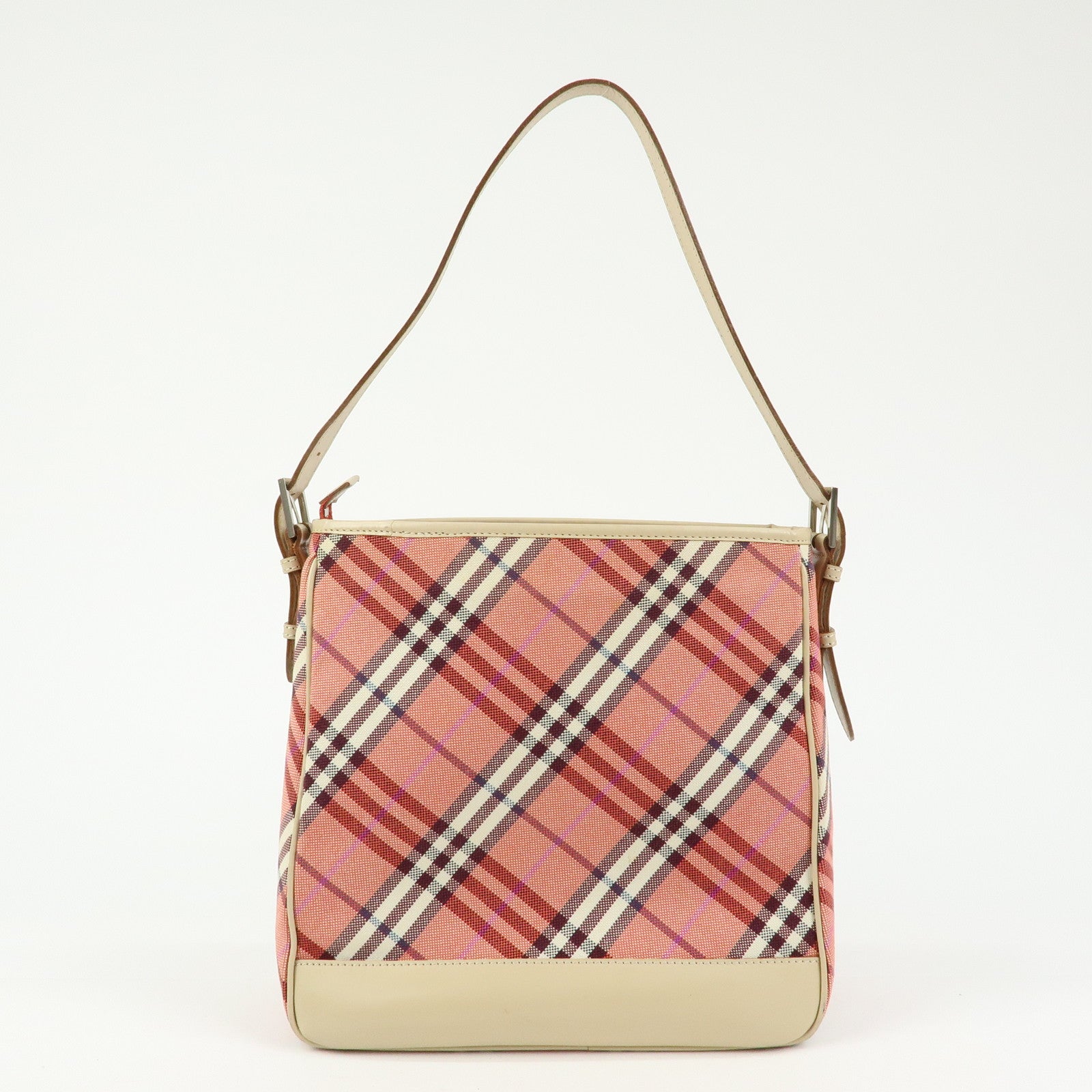 BURBERRY Blue Label Canvas Leather Shoulder Bag Hand Bag Pink Beige