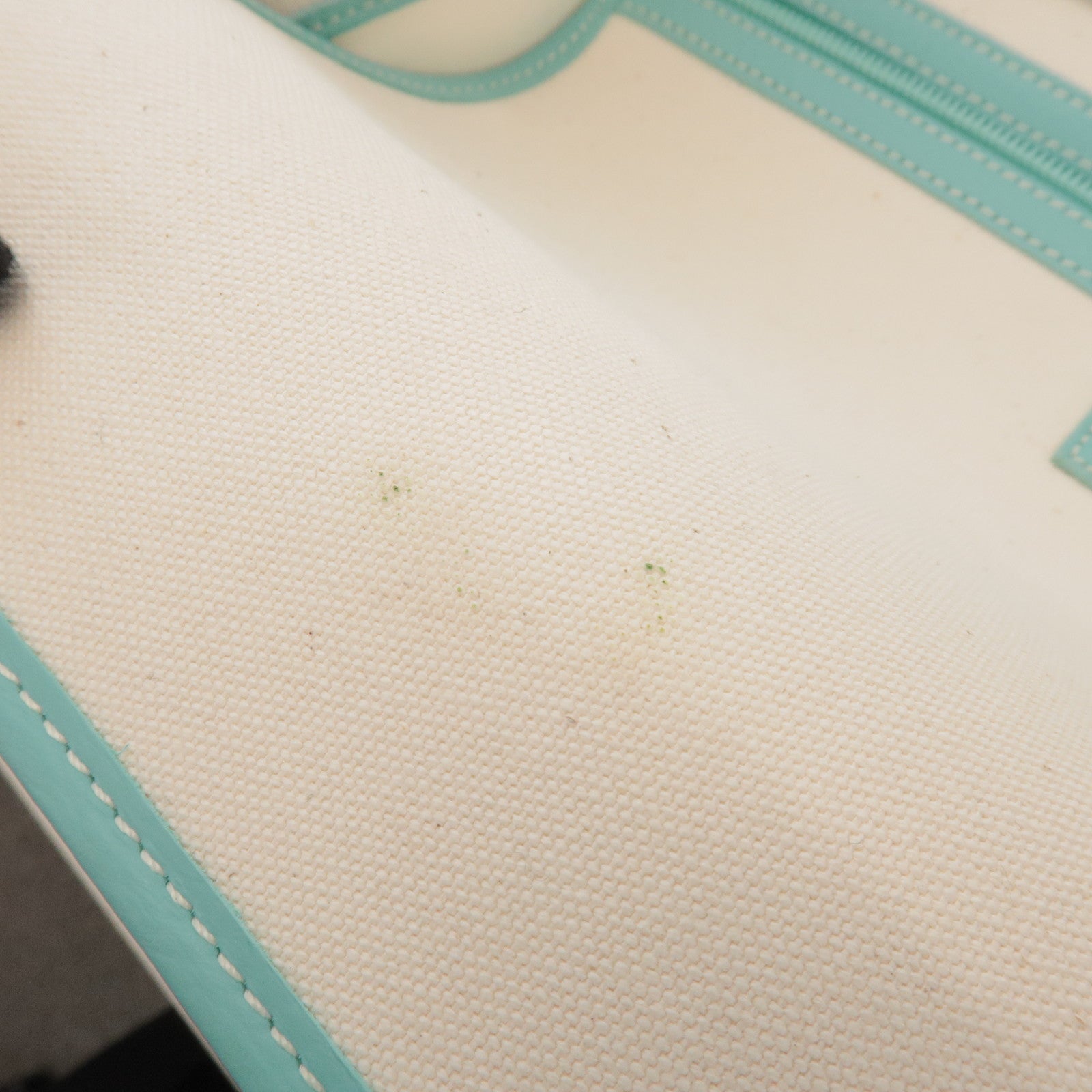 Tiffany & Co Jitney Canvas Leather 2Way Bag Tote Bag Natural Blue